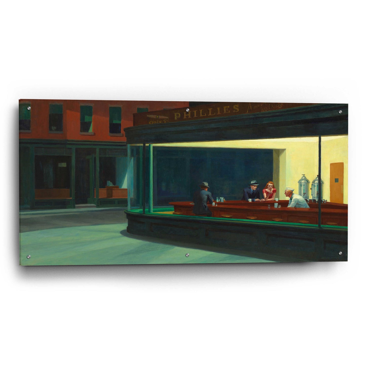 Epic Art 'Nighthawks, 1942' by Edward Hopper, Acrylic Glass Wall Art,48x24