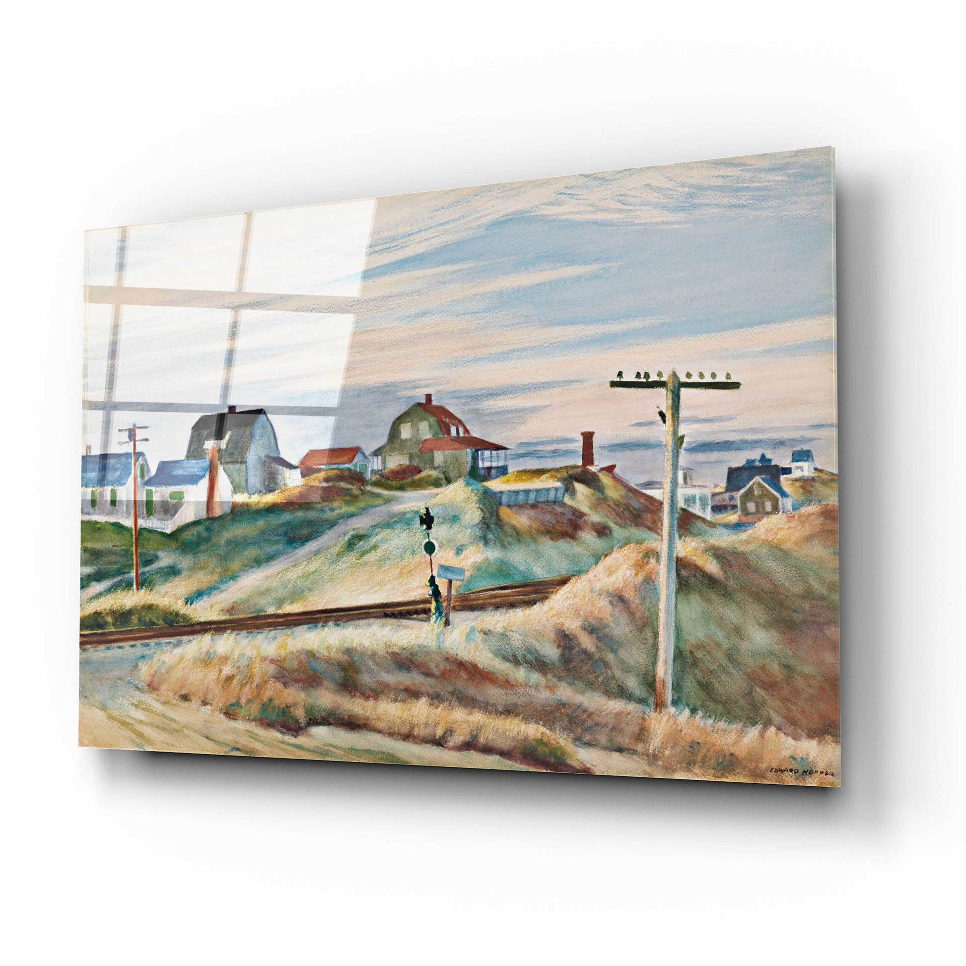 Epic Art 'Cottages at North Truro' by Edward Hopper, Acrylic Glass Wall Art,16x12