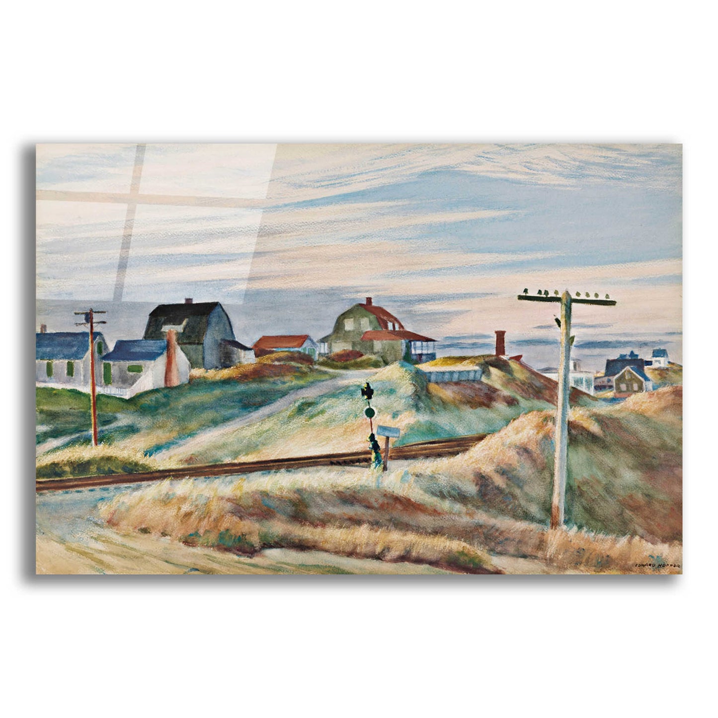 Epic Art 'Cottages at North Truro' by Edward Hopper, Acrylic Glass Wall Art,24x16