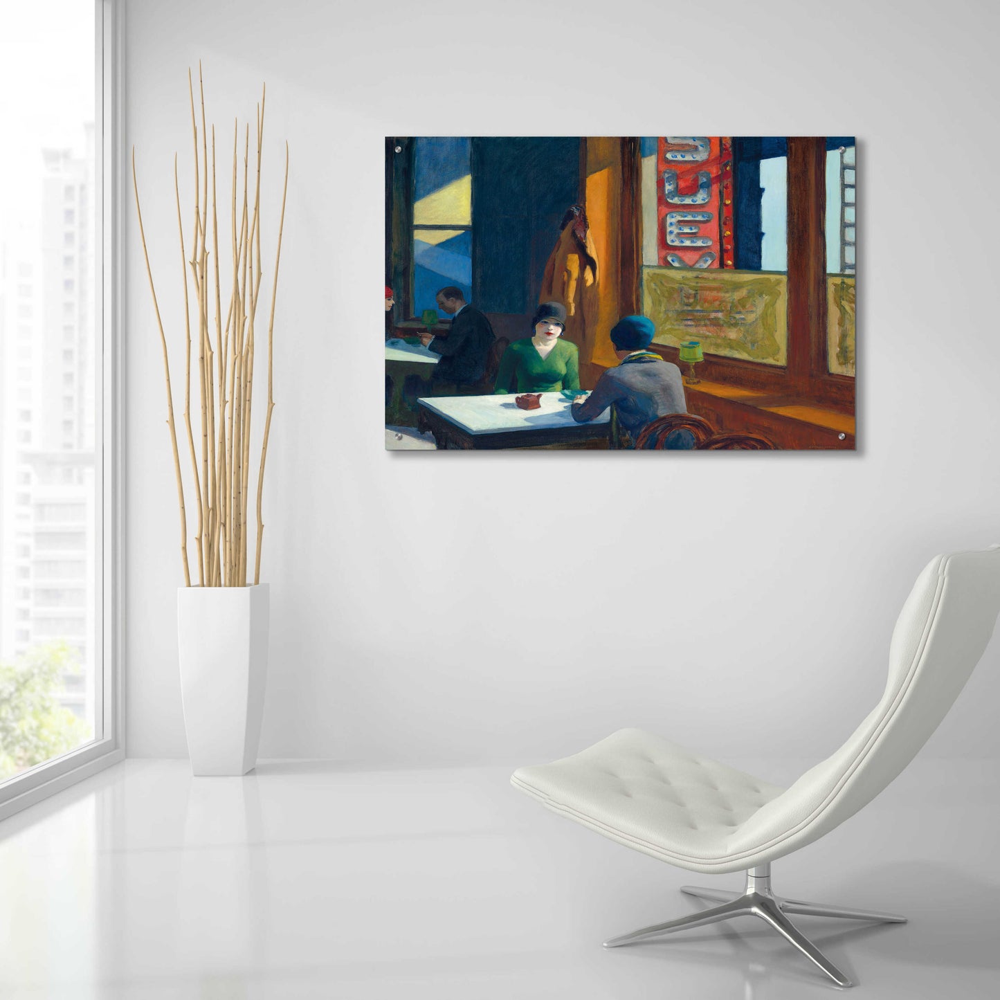 Epic Art 'Chop Suey' by Edward Hopper, Acrylic Glass Wall Art,36x24