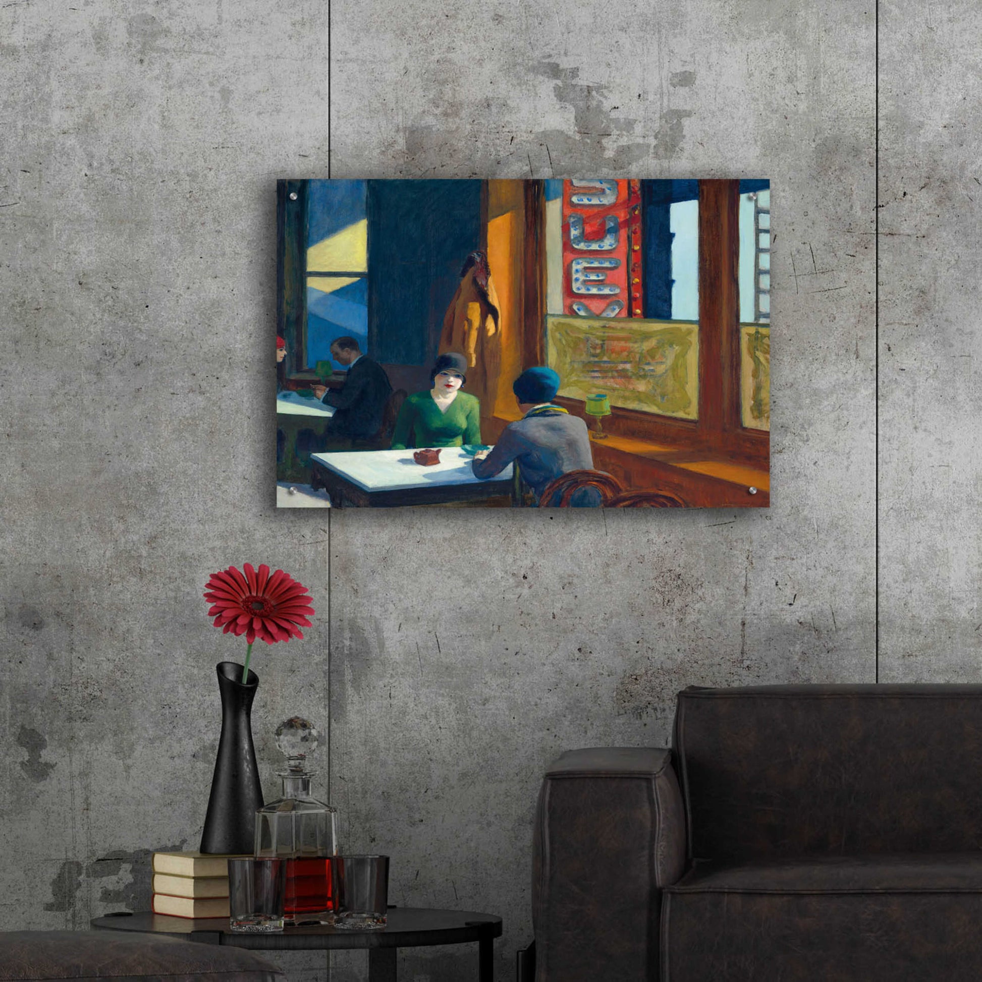 Epic Art 'Chop Suey' by Edward Hopper, Acrylic Glass Wall Art,36x24