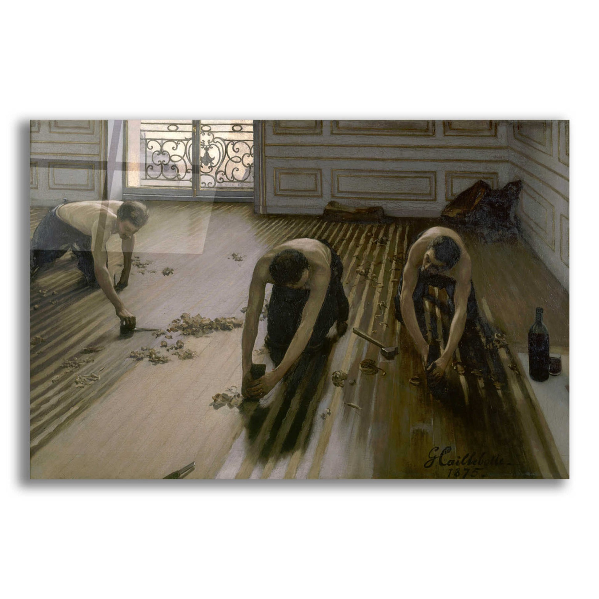 Epic Art 'The Floor Planers' by Gustave Caillebotte, Acrylic Glass Wall Art,24x16