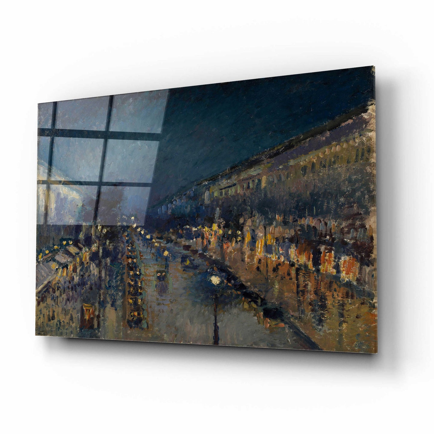 Epic Art 'Boulevard Montmartre At Night, 1897' by Camille Pissarro, Acrylic Glass Wall Art,16x12