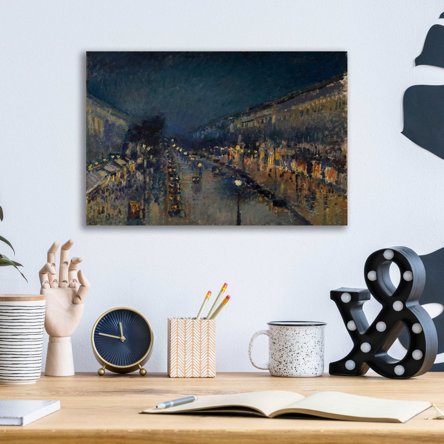 Epic Art 'Boulevard Montmartre At Night, 1897' by Camille Pissarro, Acrylic Glass Wall Art,16x12