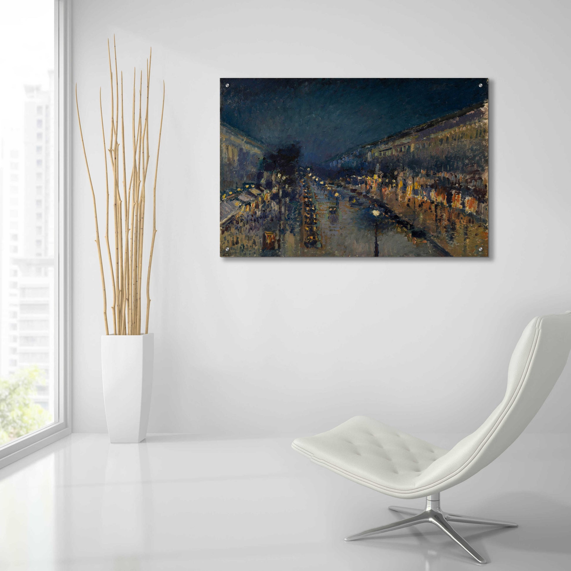 Epic Art 'Boulevard Montmartre At Night, 1897' by Camille Pissarro, Acrylic Glass Wall Art,36x24