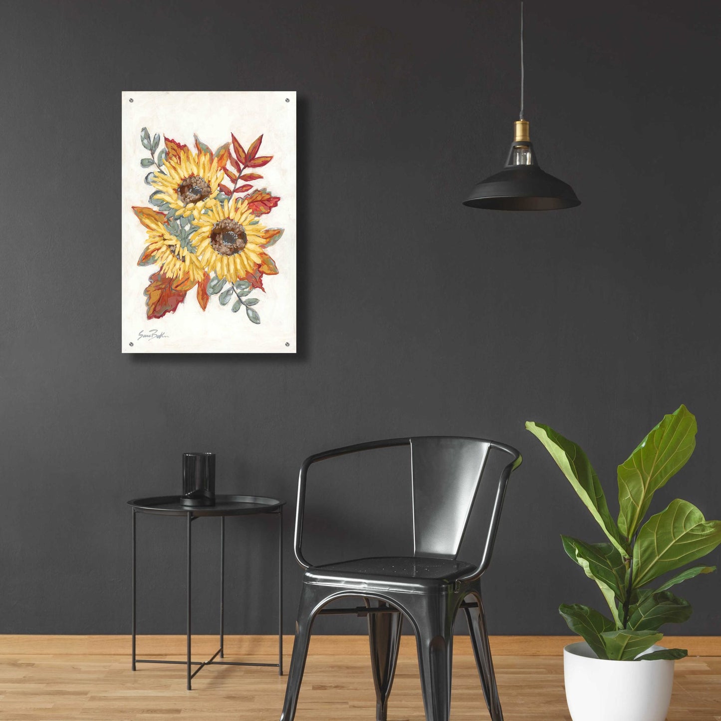 Epic Art 'Sunflower Fall Foliage' by Sara Baker, Acrylic Glass Wall Art,24x36