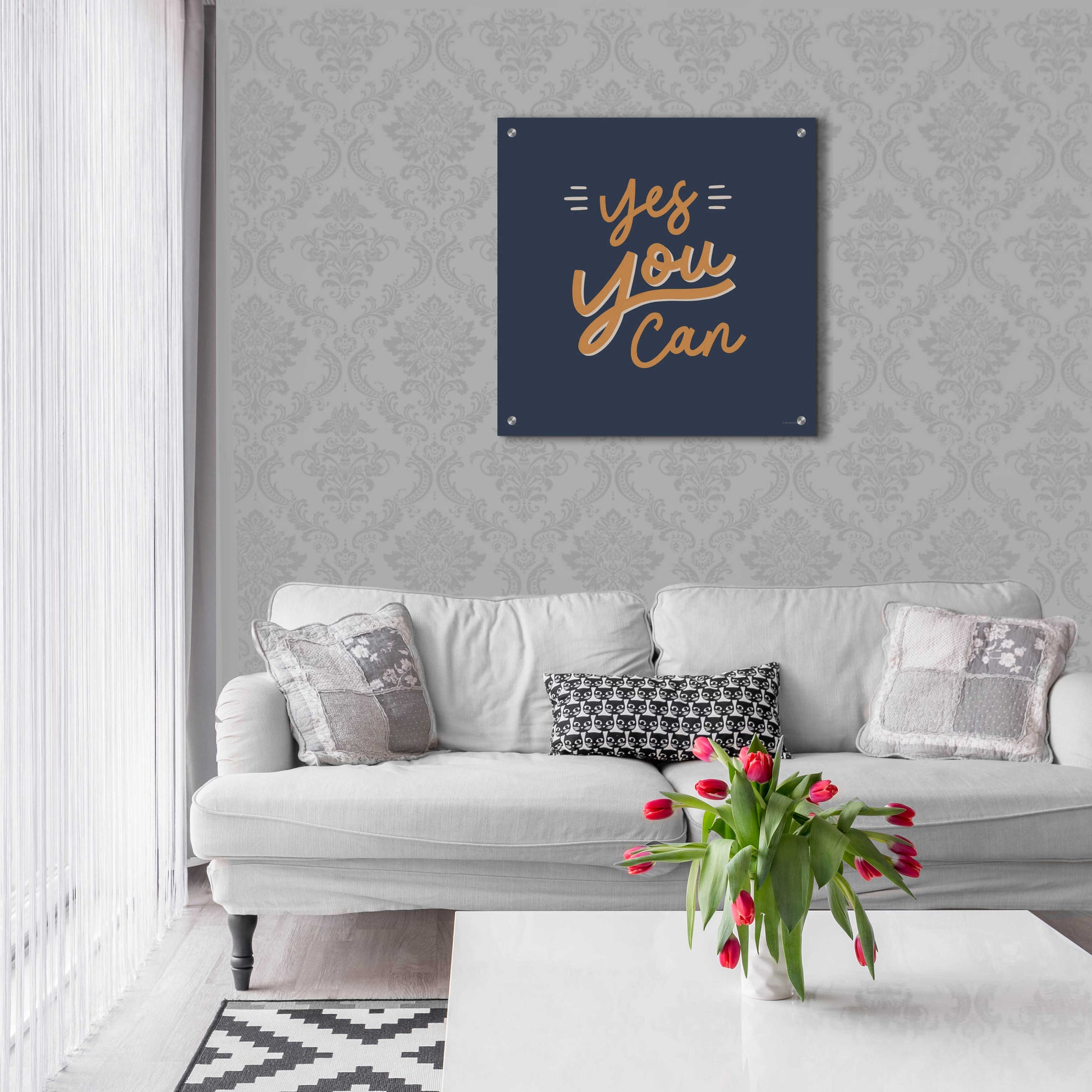 Epic Art 'Yes You Can' by Lady Louise Designs, Acrylic Glass Wall Art,24x24