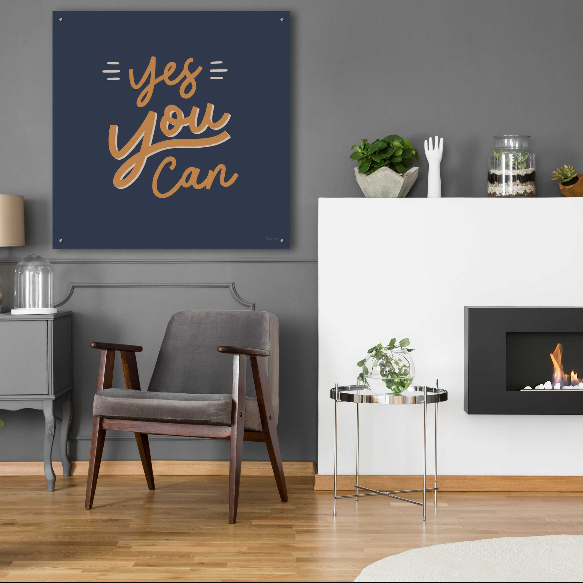 Epic Art 'Yes You Can' by Lady Louise Designs, Acrylic Glass Wall Art,36x36