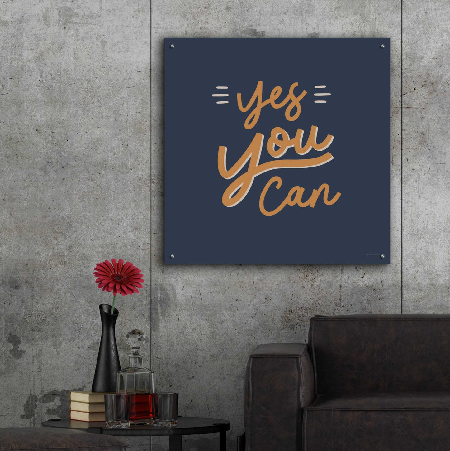 Epic Art 'Yes You Can' by Lady Louise Designs, Acrylic Glass Wall Art,36x36