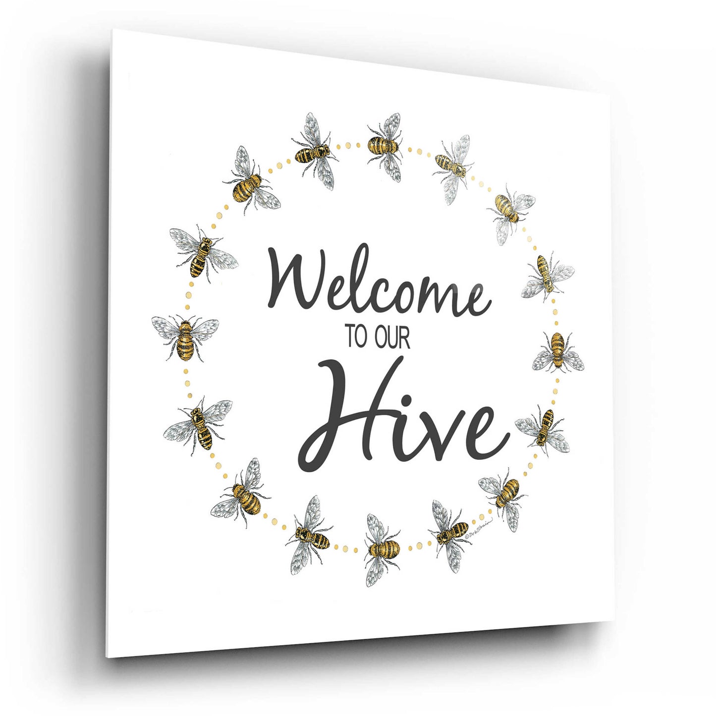 Epic Art 'Welcome To Our Hive' by Deb Strain, Acrylic Glass Wall Art,12x12