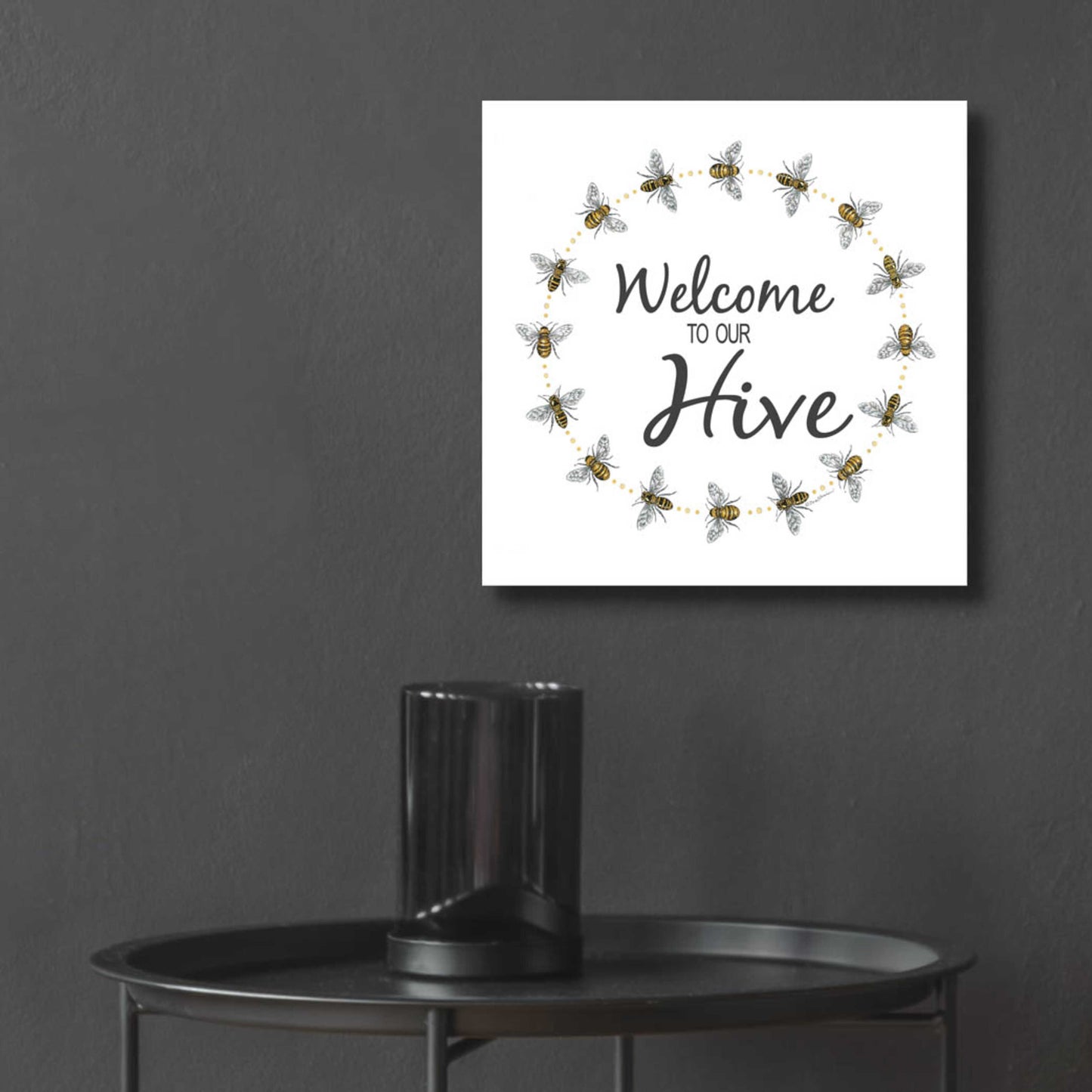 Epic Art 'Welcome To Our Hive' by Deb Strain, Acrylic Glass Wall Art,12x12