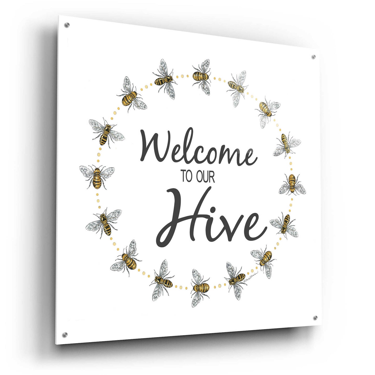 Epic Art 'Welcome To Our Hive' by Deb Strain, Acrylic Glass Wall Art,36x36