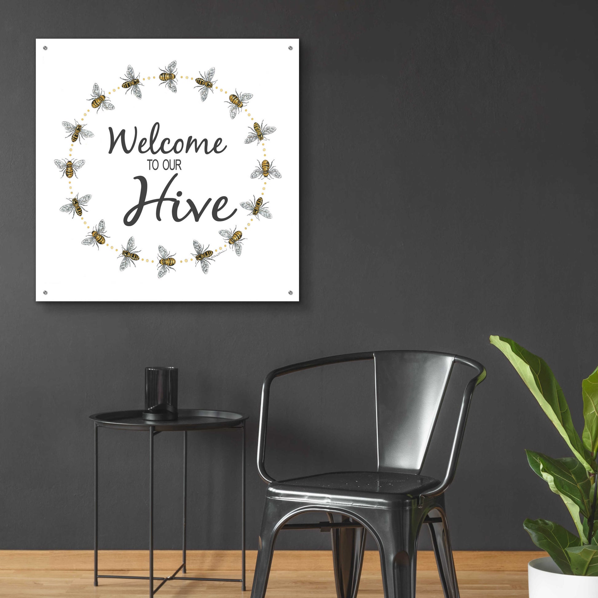 Epic Art 'Welcome To Our Hive' by Deb Strain, Acrylic Glass Wall Art,36x36