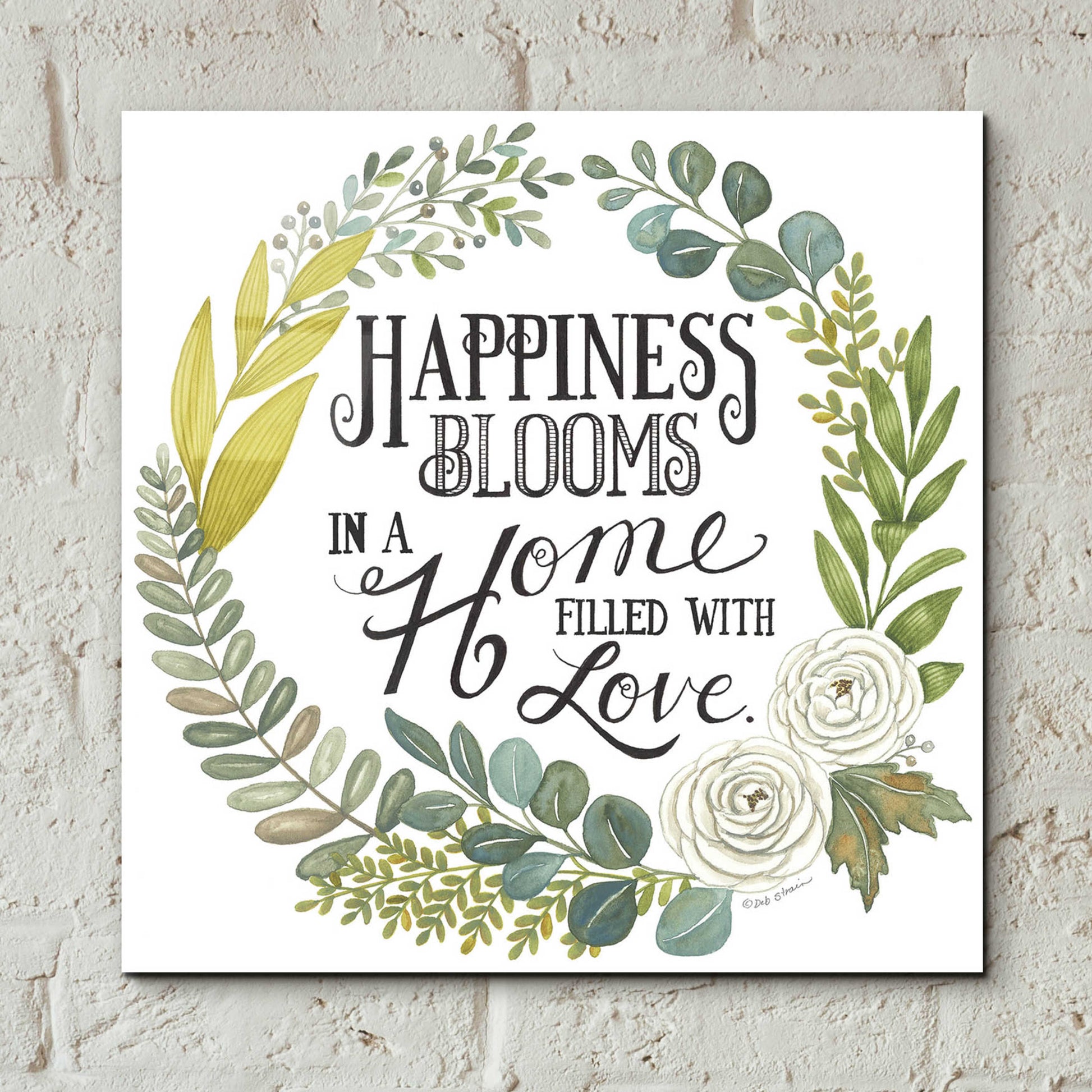 Epic Art 'Happiness Blooms' by Deb Strain, Acrylic Glass Wall Art,12x12