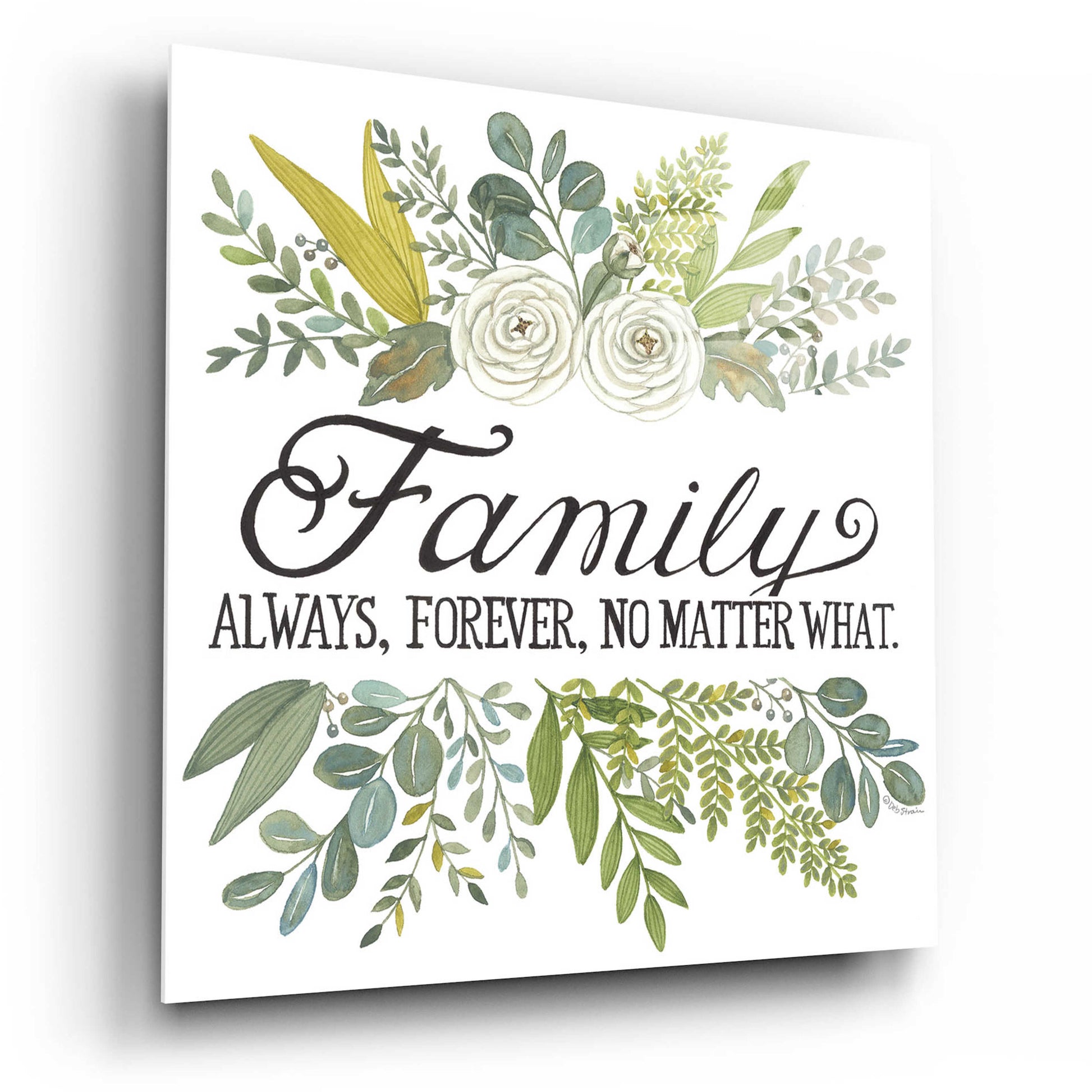 Epic Art 'Family Always, Forever' by Deb Strain, Acrylic Glass Wall Art,12x12