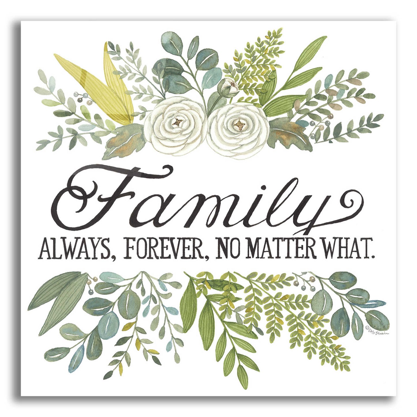 Epic Art 'Family Always, Forever' by Deb Strain, Acrylic Glass Wall Art,12x12