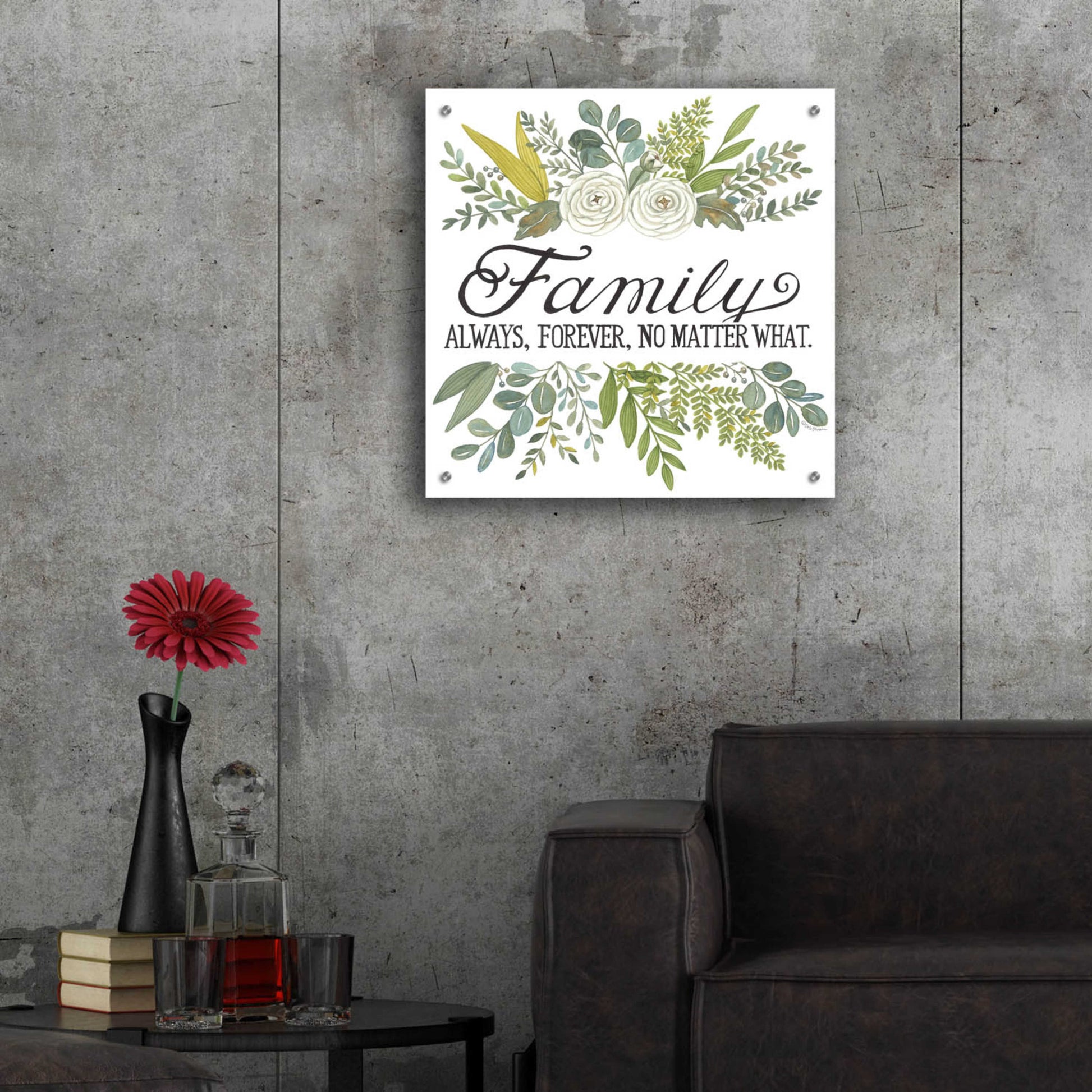 Epic Art 'Family Always, Forever' by Deb Strain, Acrylic Glass Wall Art,24x24