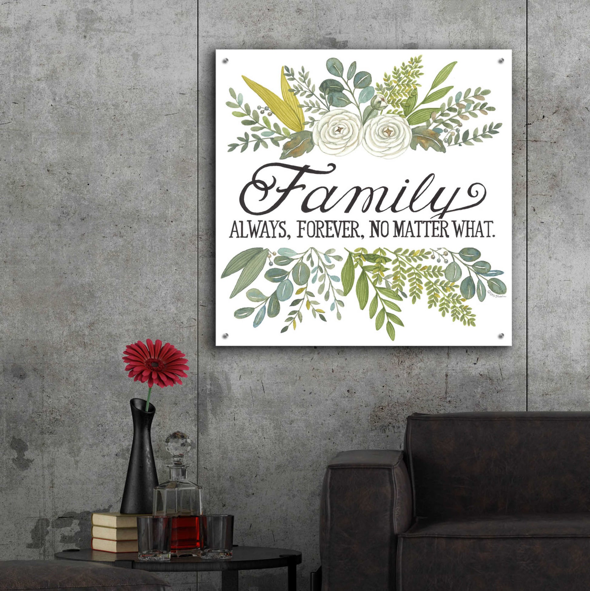 Epic Art 'Family Always, Forever' by Deb Strain, Acrylic Glass Wall Art,36x36