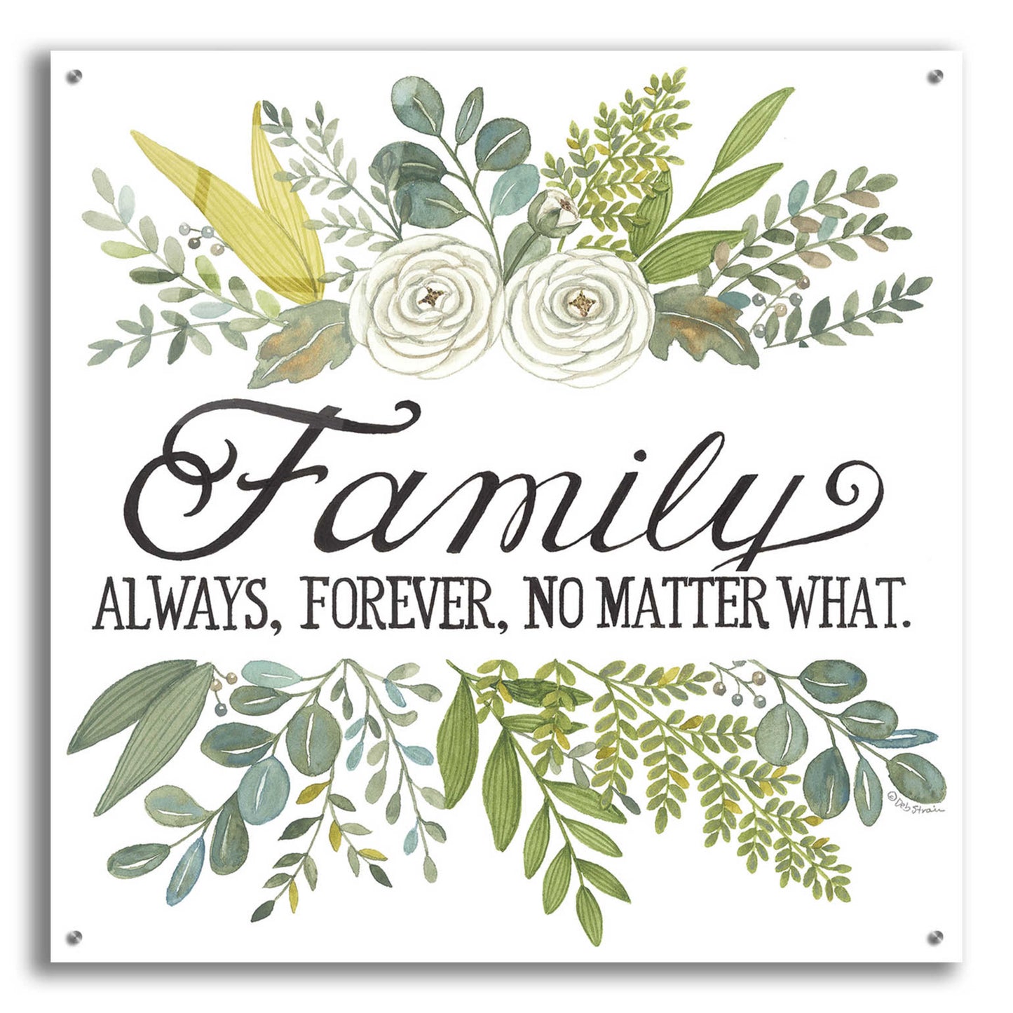 Epic Art 'Family Always, Forever' by Deb Strain, Acrylic Glass Wall Art,36x36