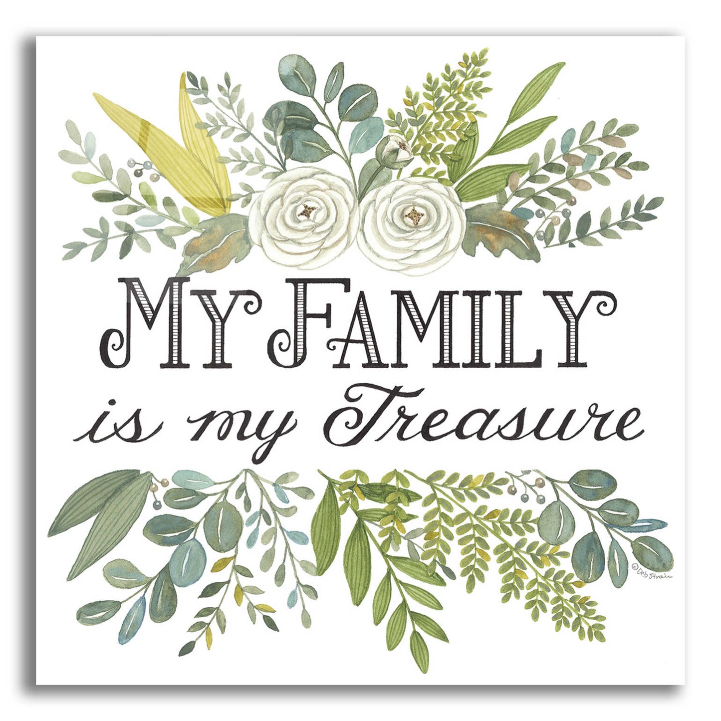 Epic Art 'My Family Is My Treasure' by Deb Strain, Acrylic Glass Wall Art,12x12