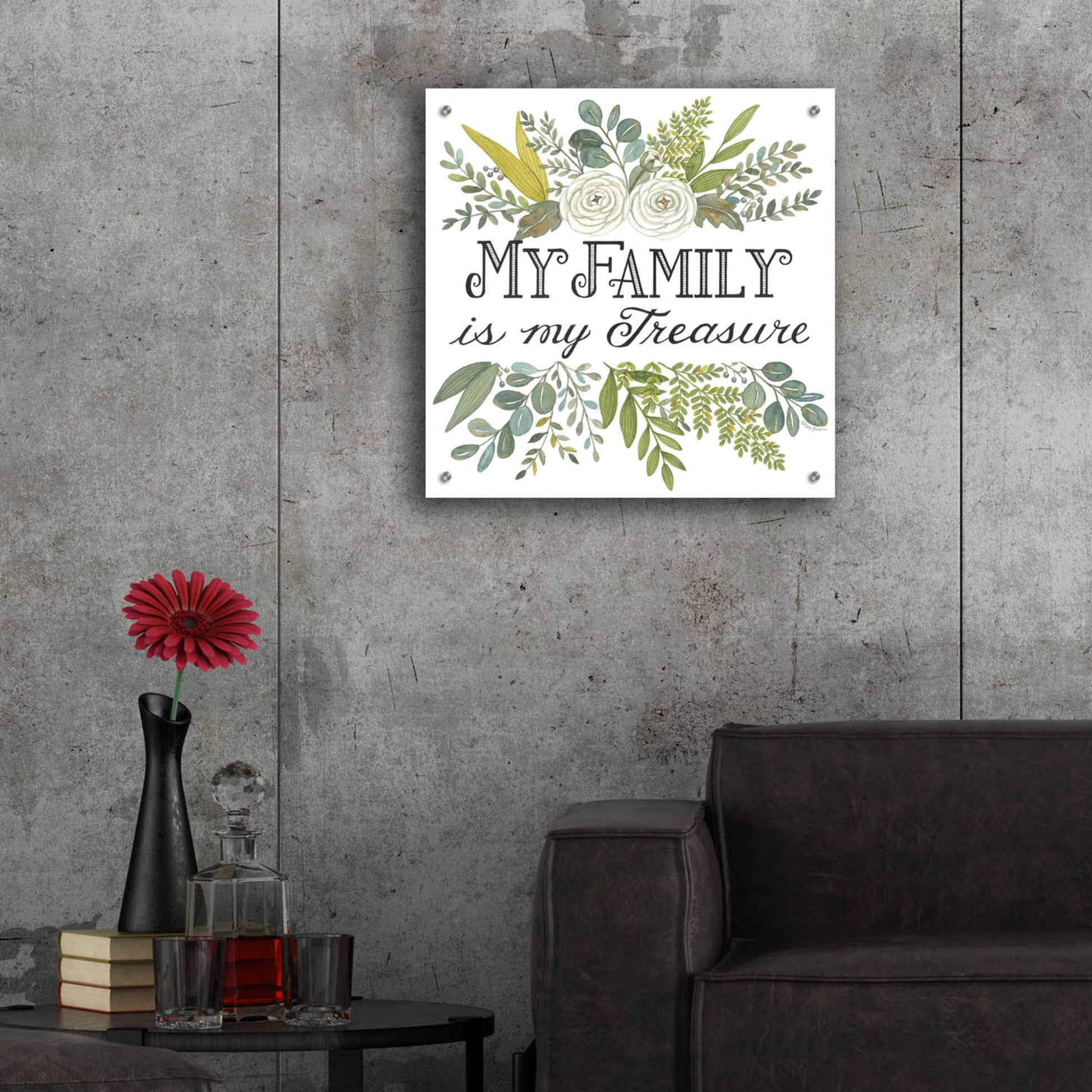 Epic Art 'My Family Is My Treasure' by Deb Strain, Acrylic Glass Wall Art,24x24