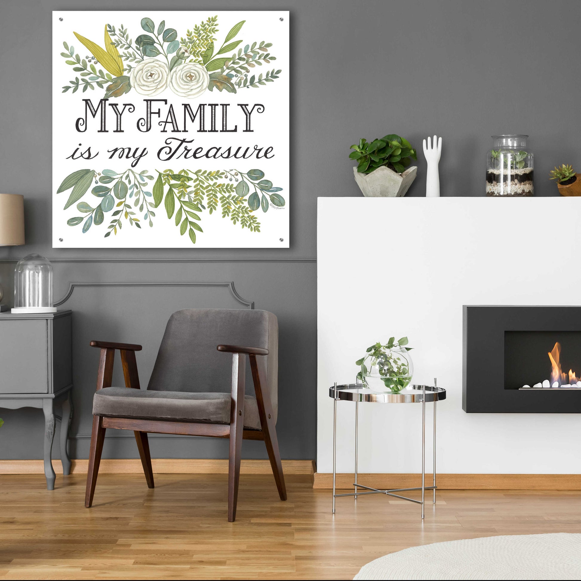 Epic Art 'My Family Is My Treasure' by Deb Strain, Acrylic Glass Wall Art,36x36