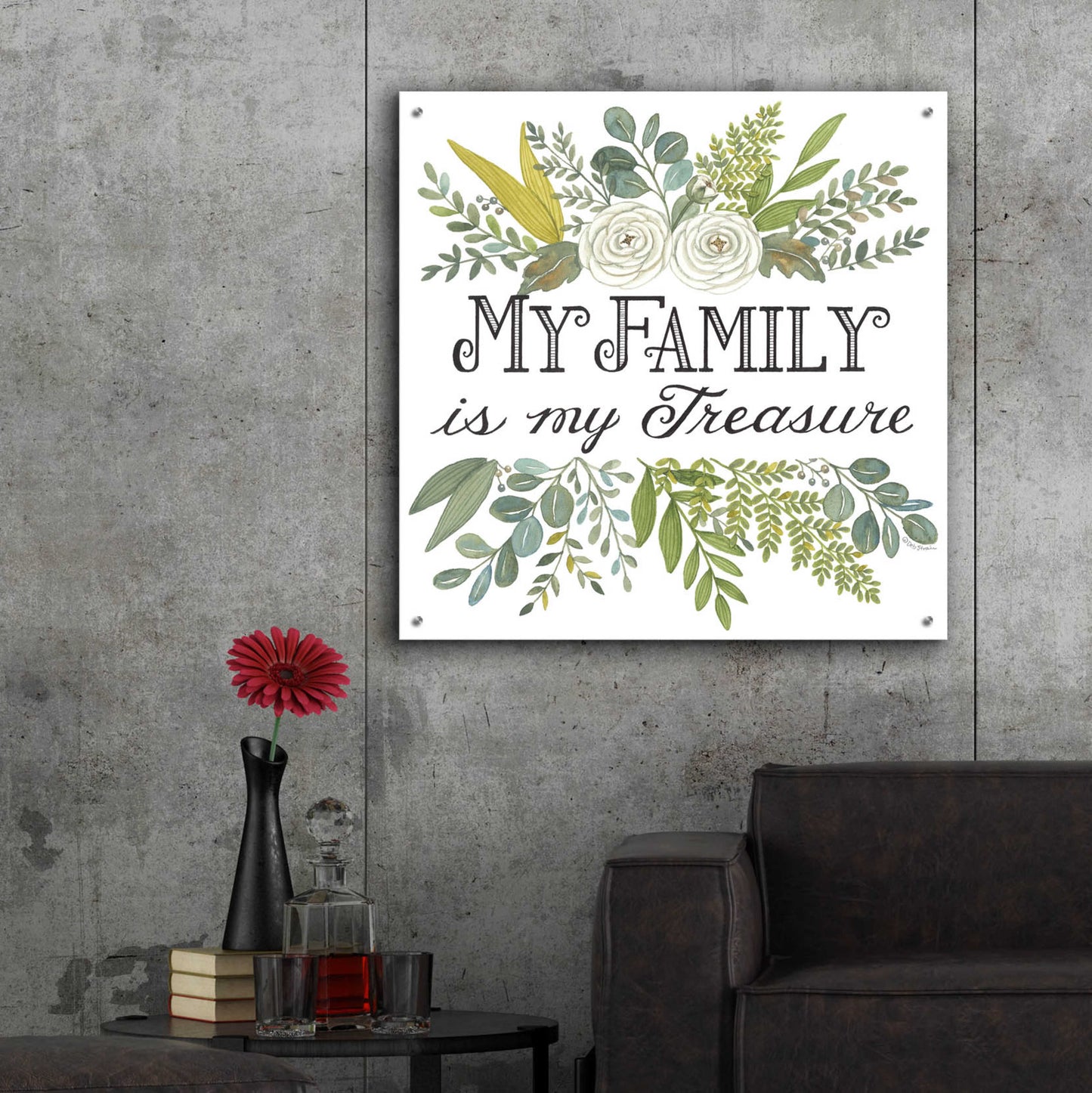 Epic Art 'My Family Is My Treasure' by Deb Strain, Acrylic Glass Wall Art,36x36