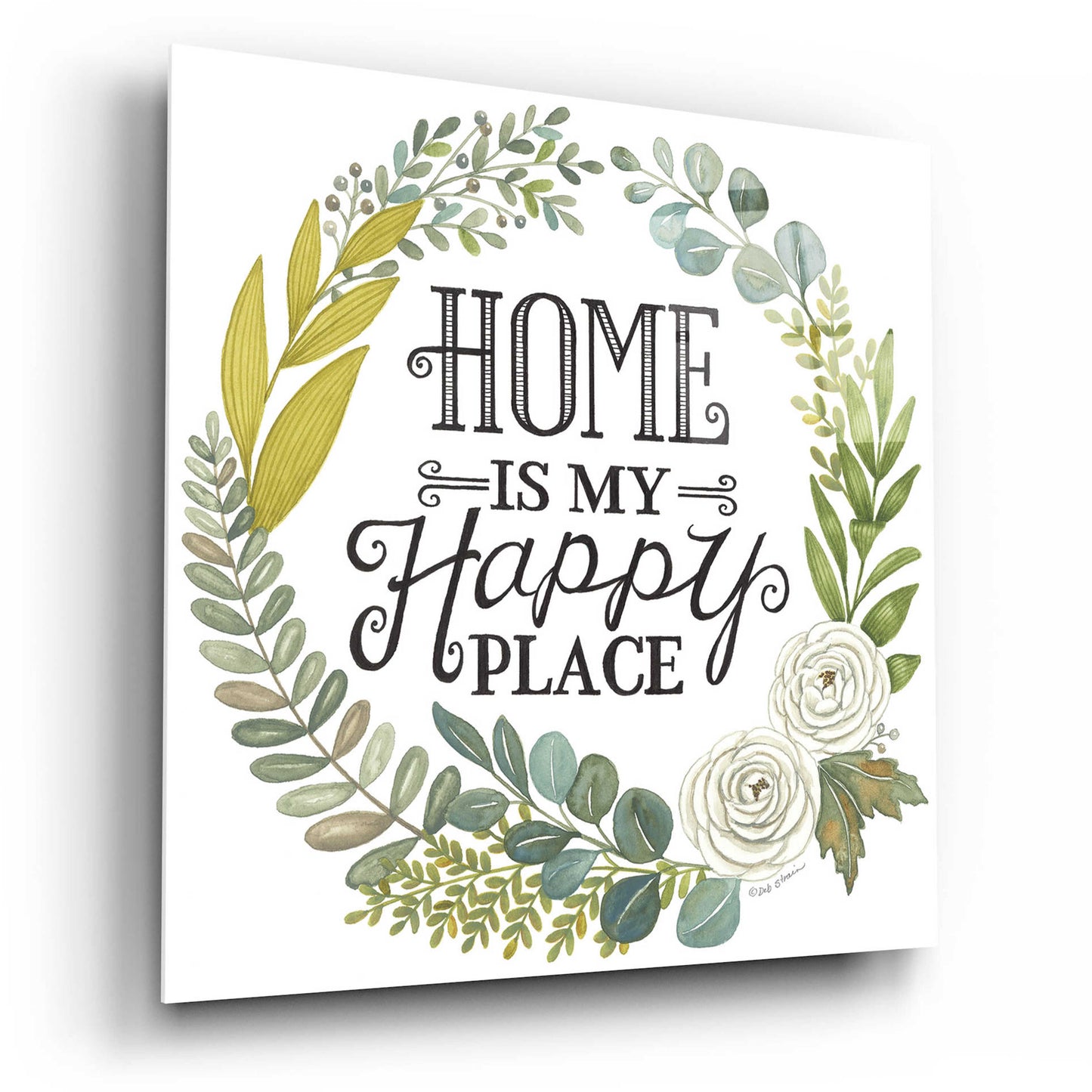 Epic Art 'Home Is My Happy Place' by Deb Strain, Acrylic Glass Wall Art,12x12