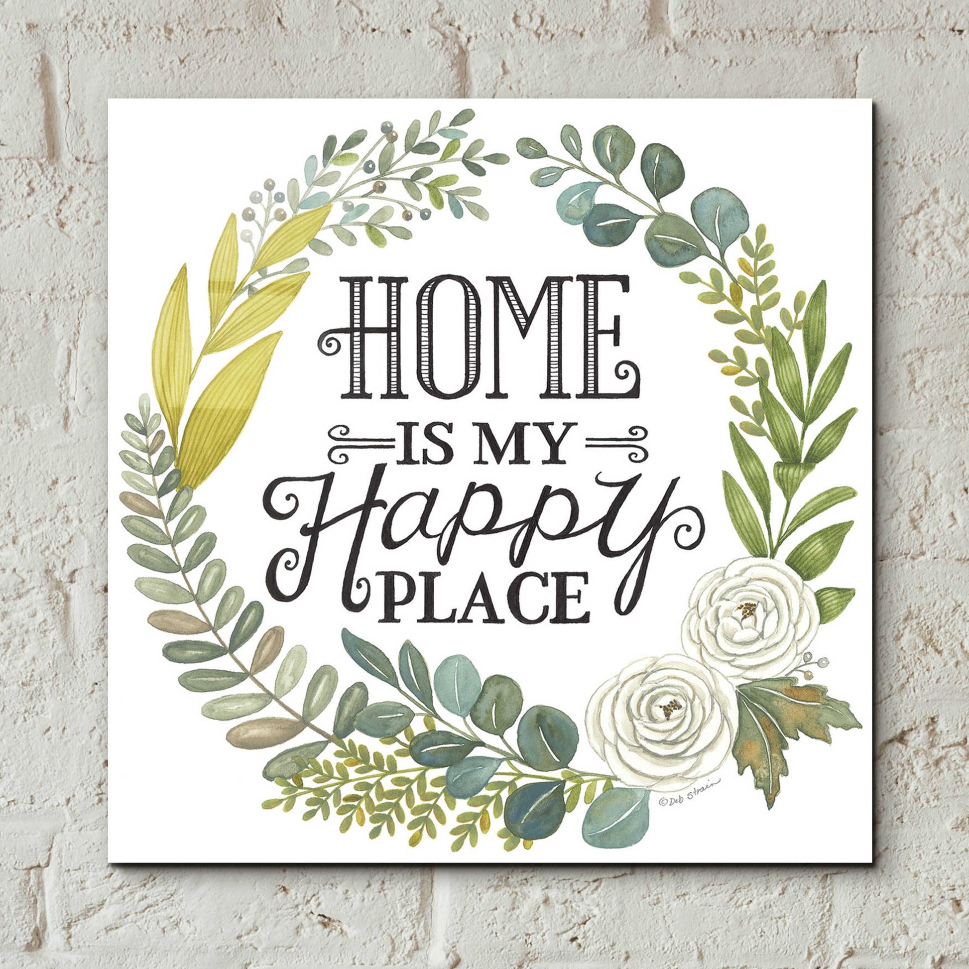 Epic Art 'Home Is My Happy Place' by Deb Strain, Acrylic Glass Wall Art,12x12