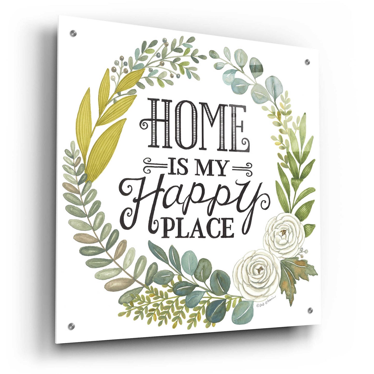 Epic Art 'Home Is My Happy Place' by Deb Strain, Acrylic Glass Wall Art,24x24