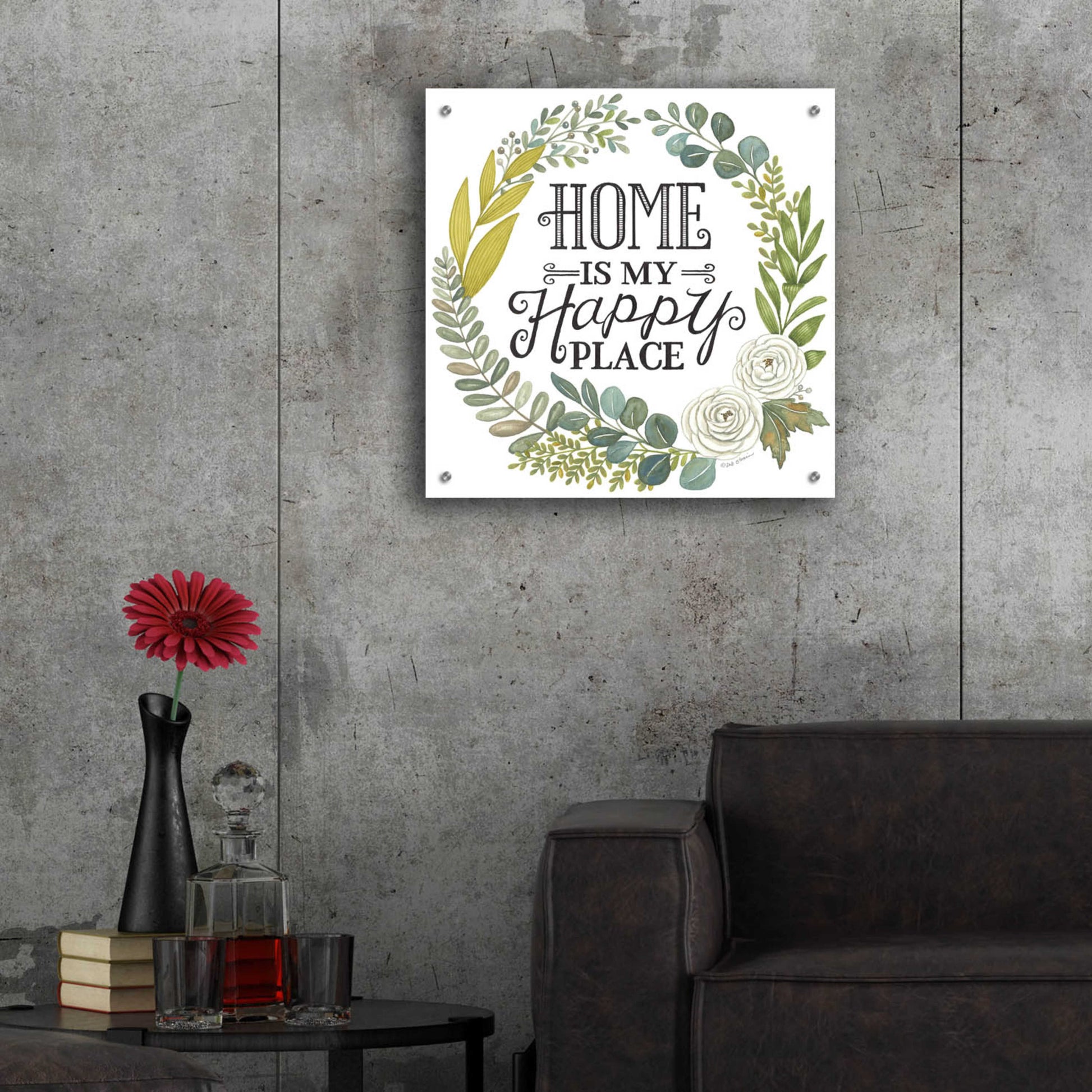 Epic Art 'Home Is My Happy Place' by Deb Strain, Acrylic Glass Wall Art,24x24