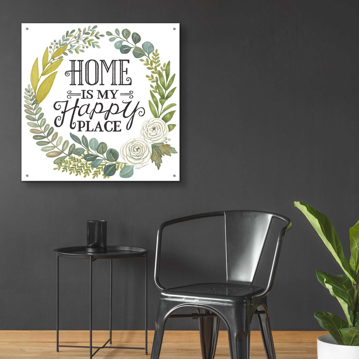 Epic Art 'Home Is My Happy Place' by Deb Strain, Acrylic Glass Wall Art,36x36
