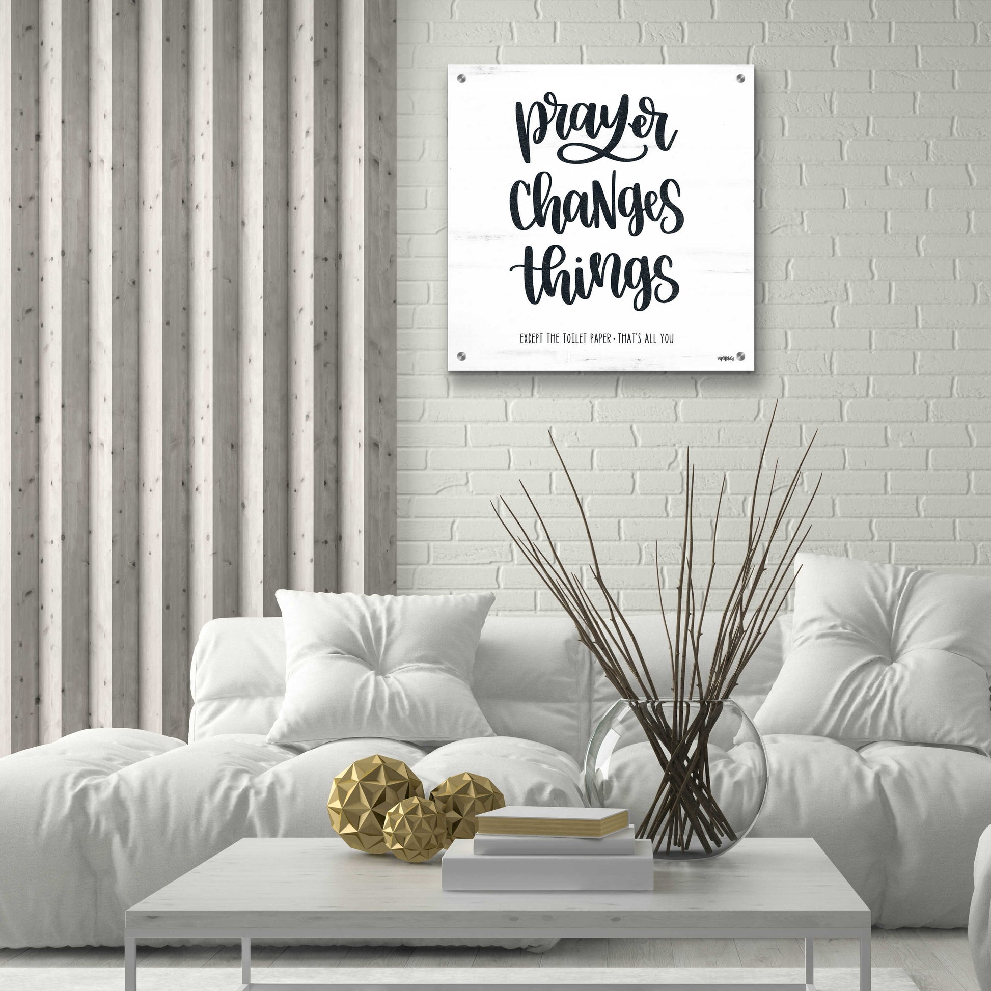 Epic Art 'Bathroom Prayer Changes Things II' by Imperfect Dust, Acrylic Glass Wall Art,24x24