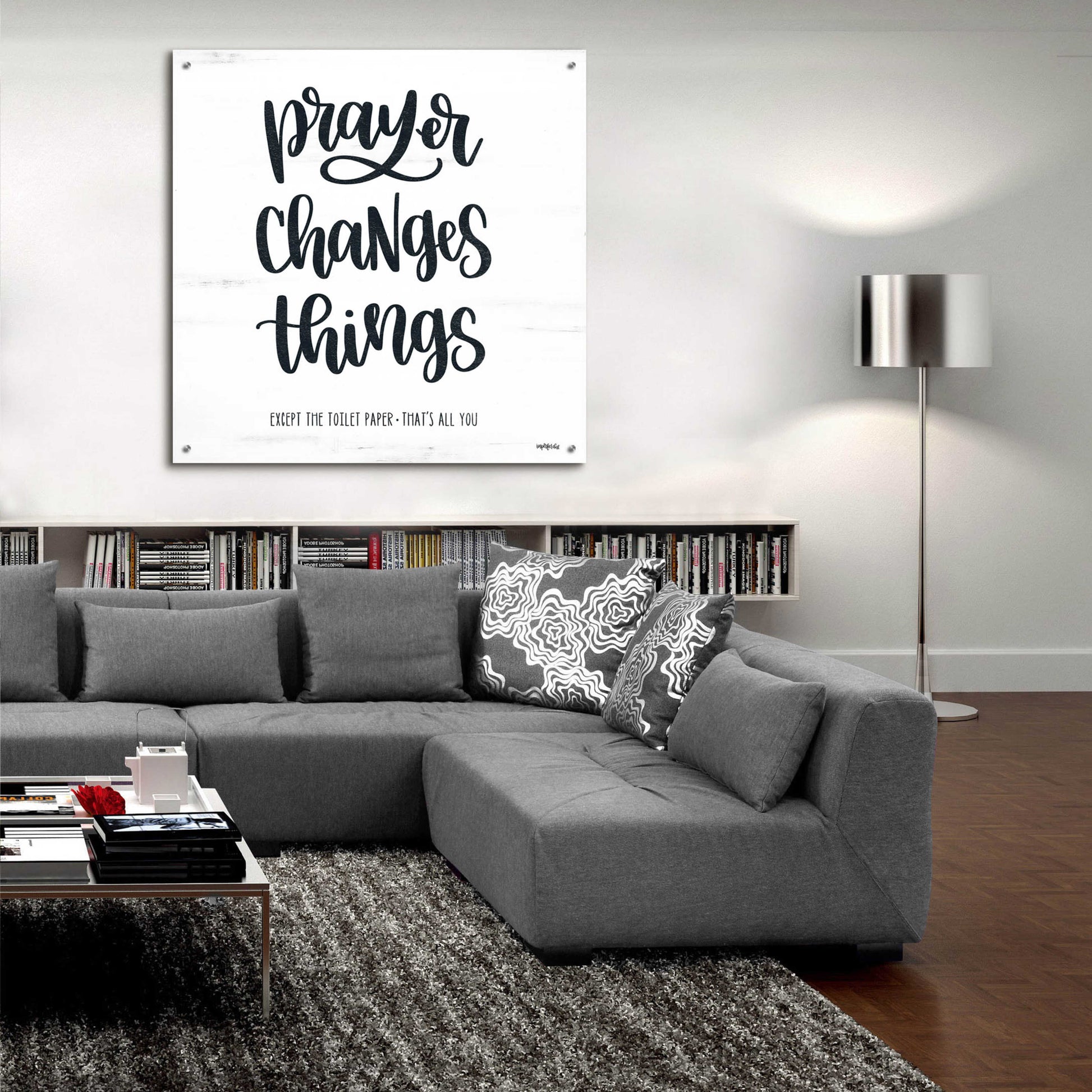 Epic Art 'Bathroom Prayer Changes Things II' by Imperfect Dust, Acrylic Glass Wall Art,36x36