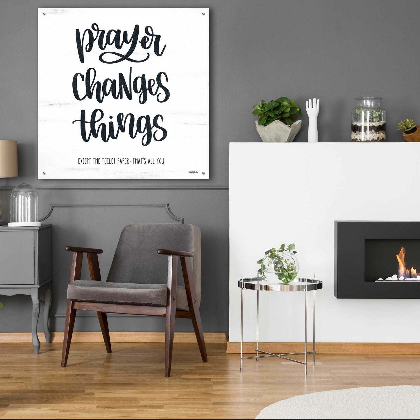 Epic Art 'Bathroom Prayer Changes Things II' by Imperfect Dust, Acrylic Glass Wall Art,36x36