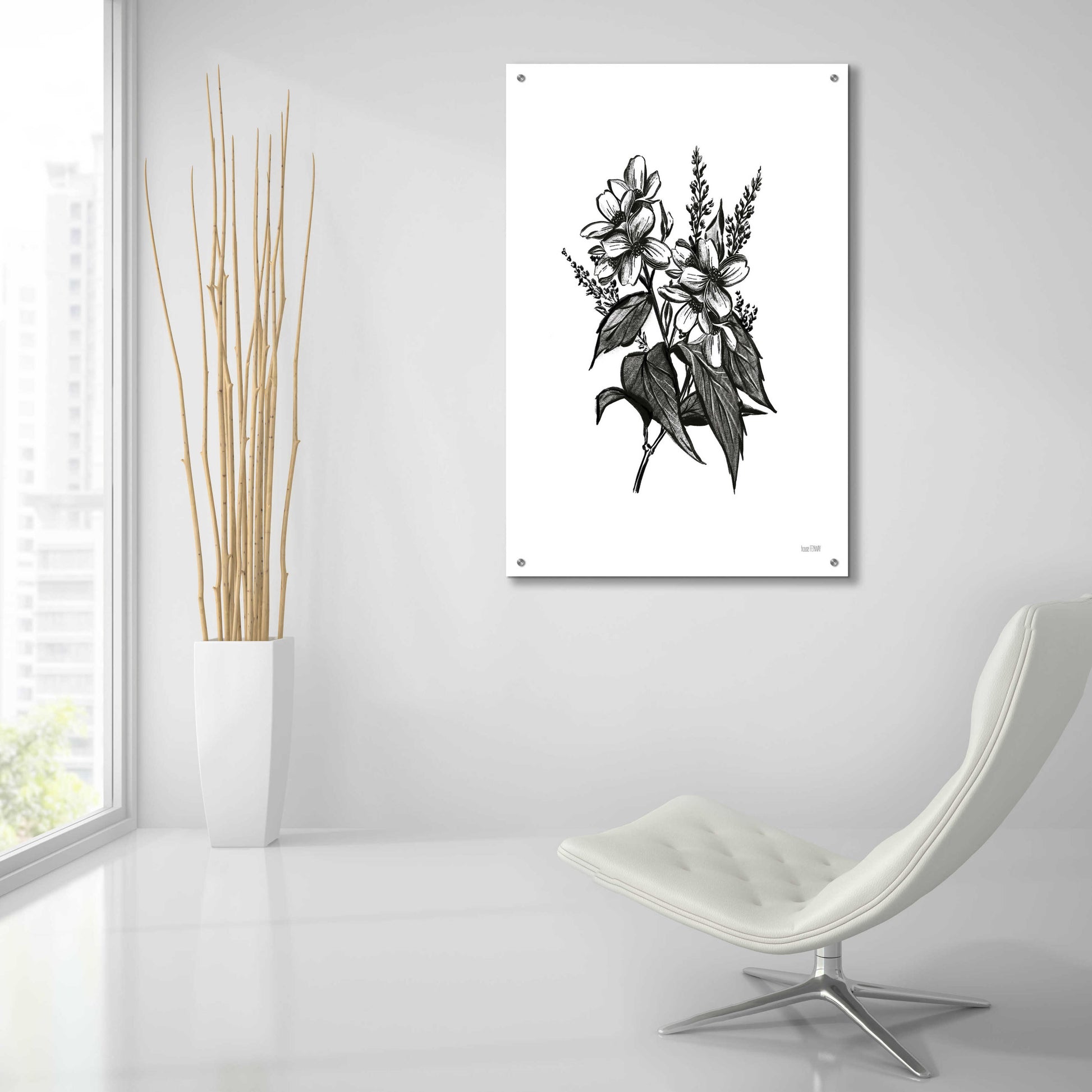 Epic Art 'Pen And Ink Wildflower I' by House Fenway, Acrylic Glass Wall Art,24x36