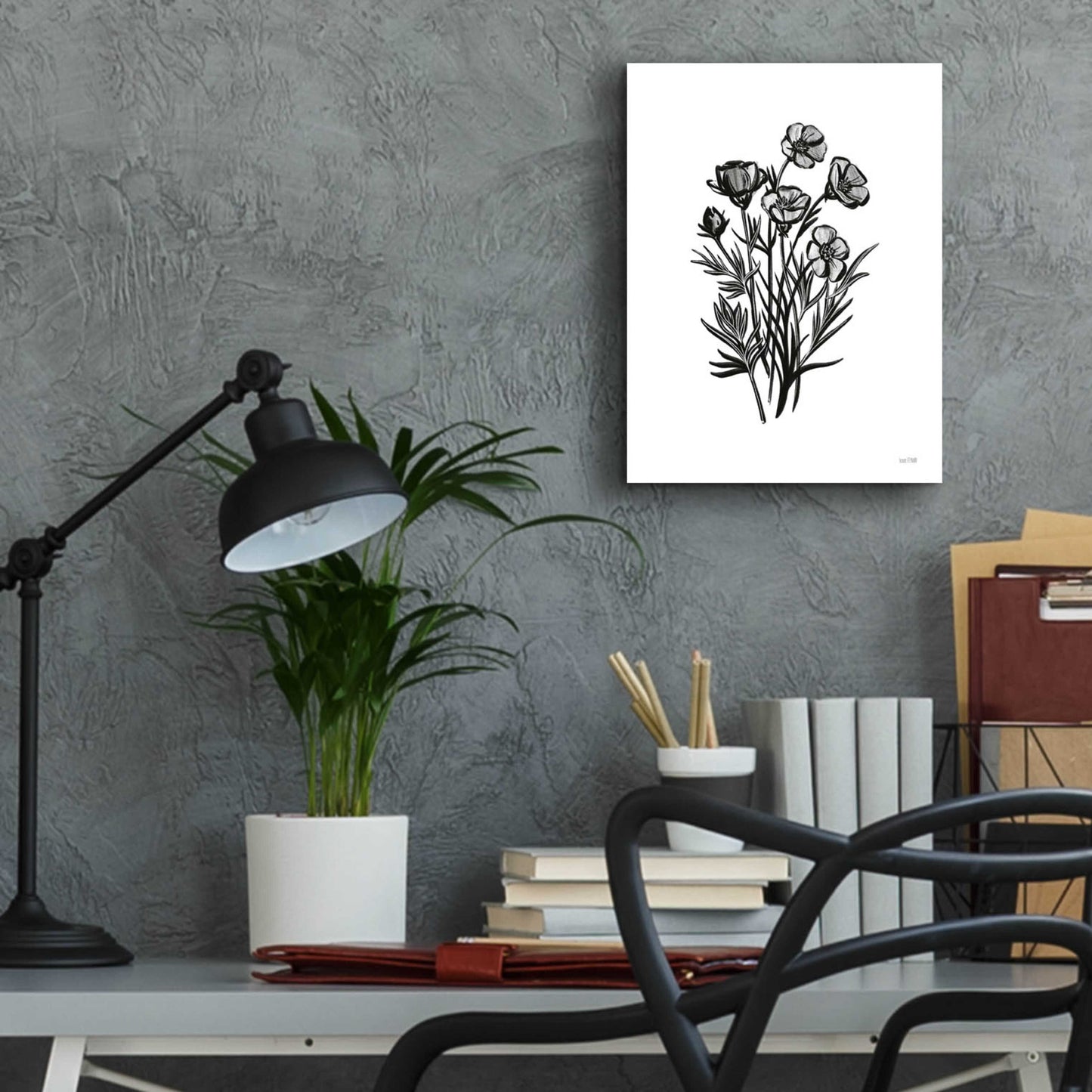 Epic Art 'Pen And Ink Wildflower II' by House Fenway, Acrylic Glass Wall Art,12x16