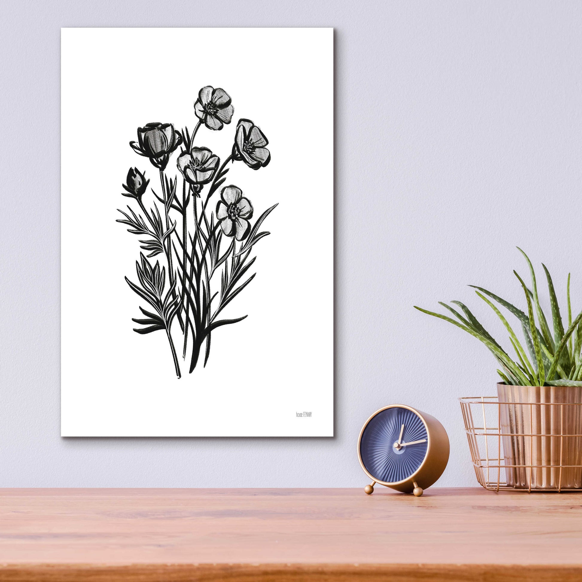 Epic Art 'Pen And Ink Wildflower II' by House Fenway, Acrylic Glass Wall Art,12x16