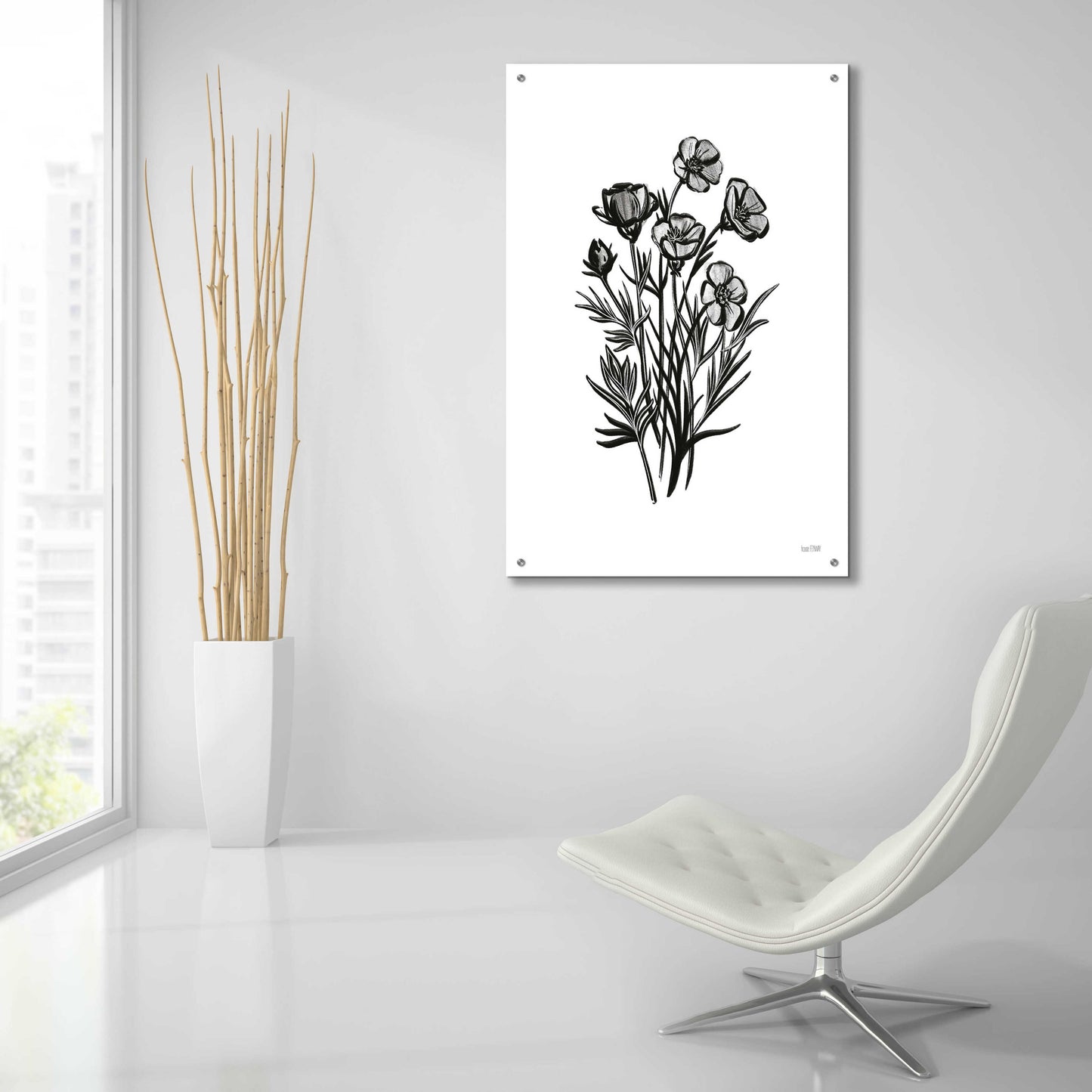 Epic Art 'Pen And Ink Wildflower II' by House Fenway, Acrylic Glass Wall Art,24x36