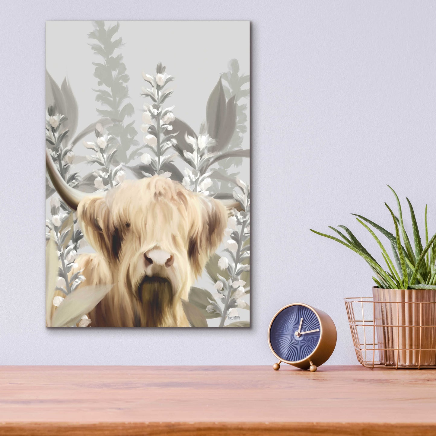 Epic Art 'Hairy Highland In The Field' by House Fenway, Acrylic Glass Wall Art,12x16