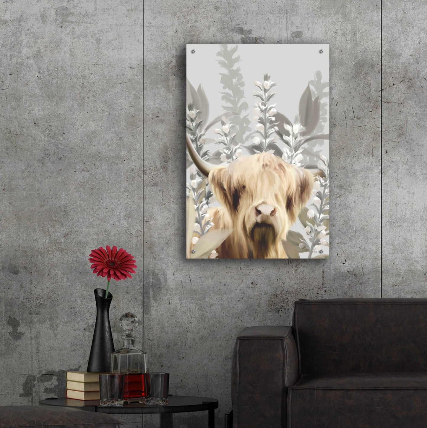 Epic Art 'Hairy Highland In The Field' by House Fenway, Acrylic Glass Wall Art,24x36