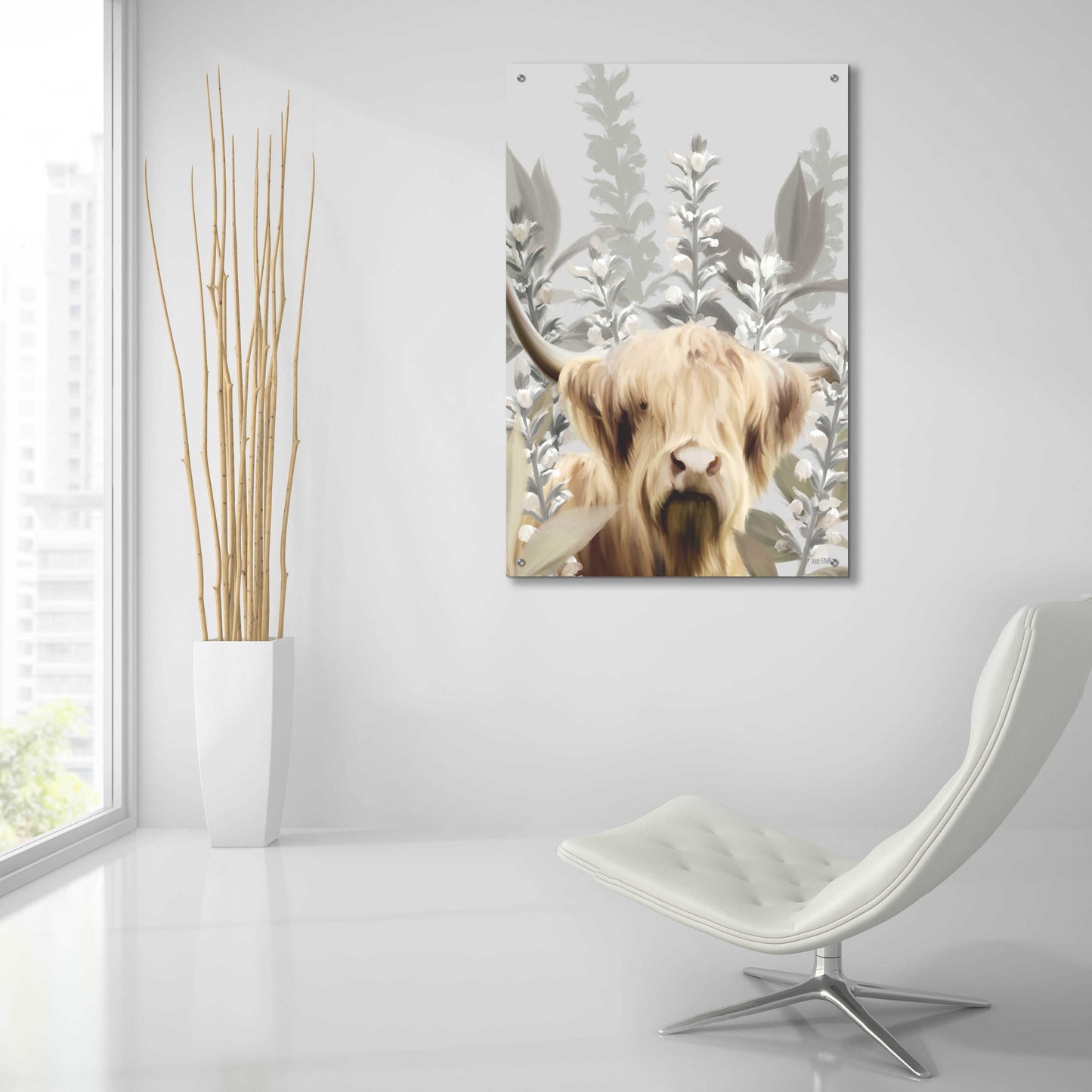 Epic Art 'Hairy Highland In The Field' by House Fenway, Acrylic Glass Wall Art,24x36