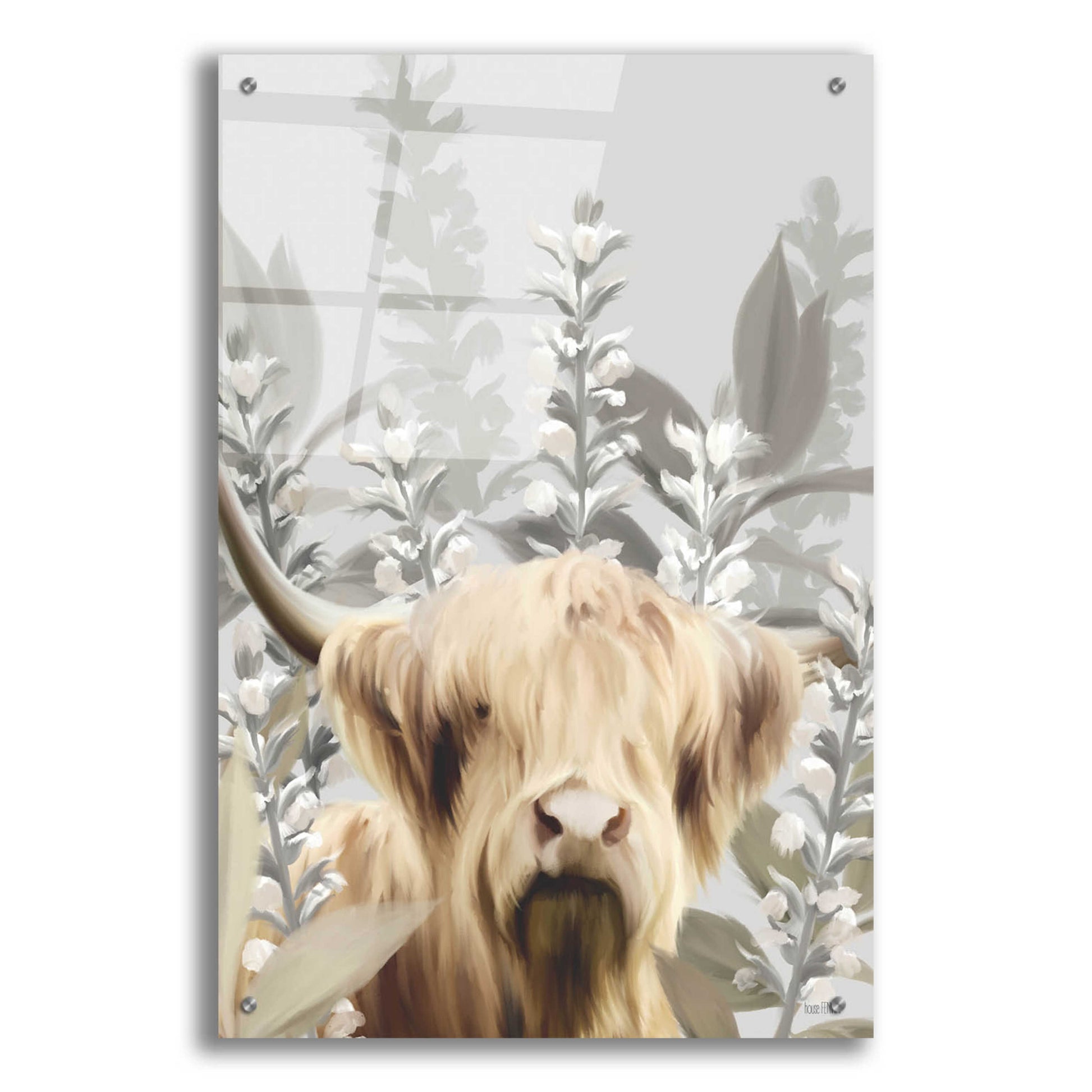 Epic Art 'Hairy Highland In The Field' by House Fenway, Acrylic Glass Wall Art,24x36