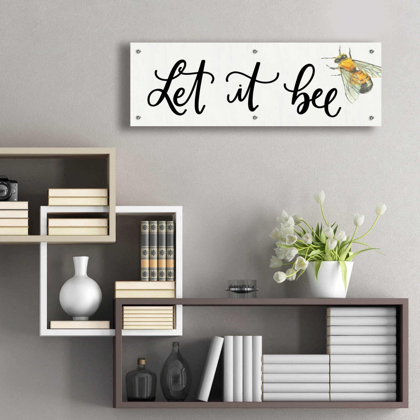 Epic Art 'Let It Bee' by Fearfully Made Creations, Acrylic Glass Wall Art,36x12