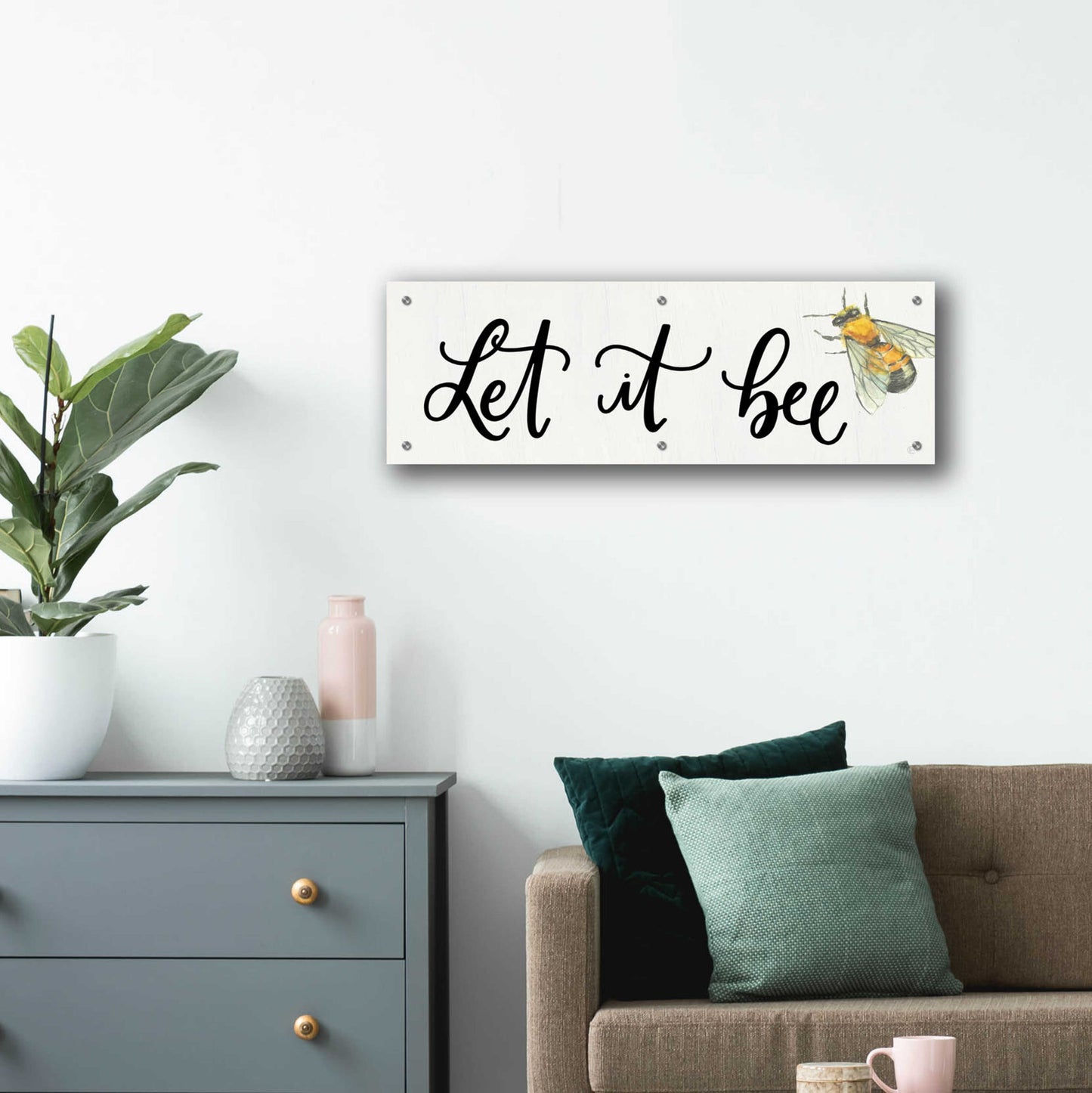 Epic Art 'Let It Bee' by Fearfully Made Creations, Acrylic Glass Wall Art,36x12