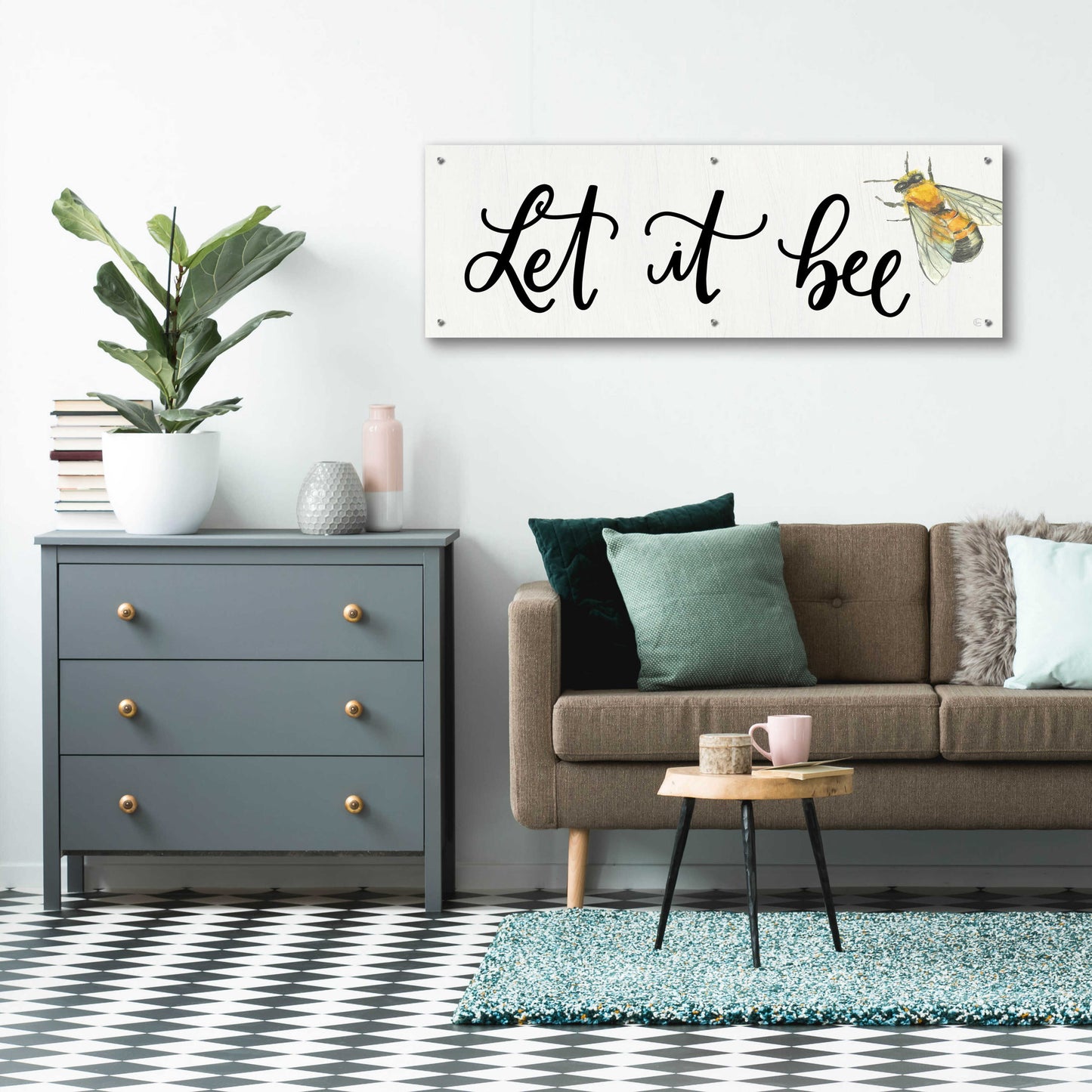 Epic Art 'Let It Bee' by Fearfully Made Creations, Acrylic Glass Wall Art,48x16