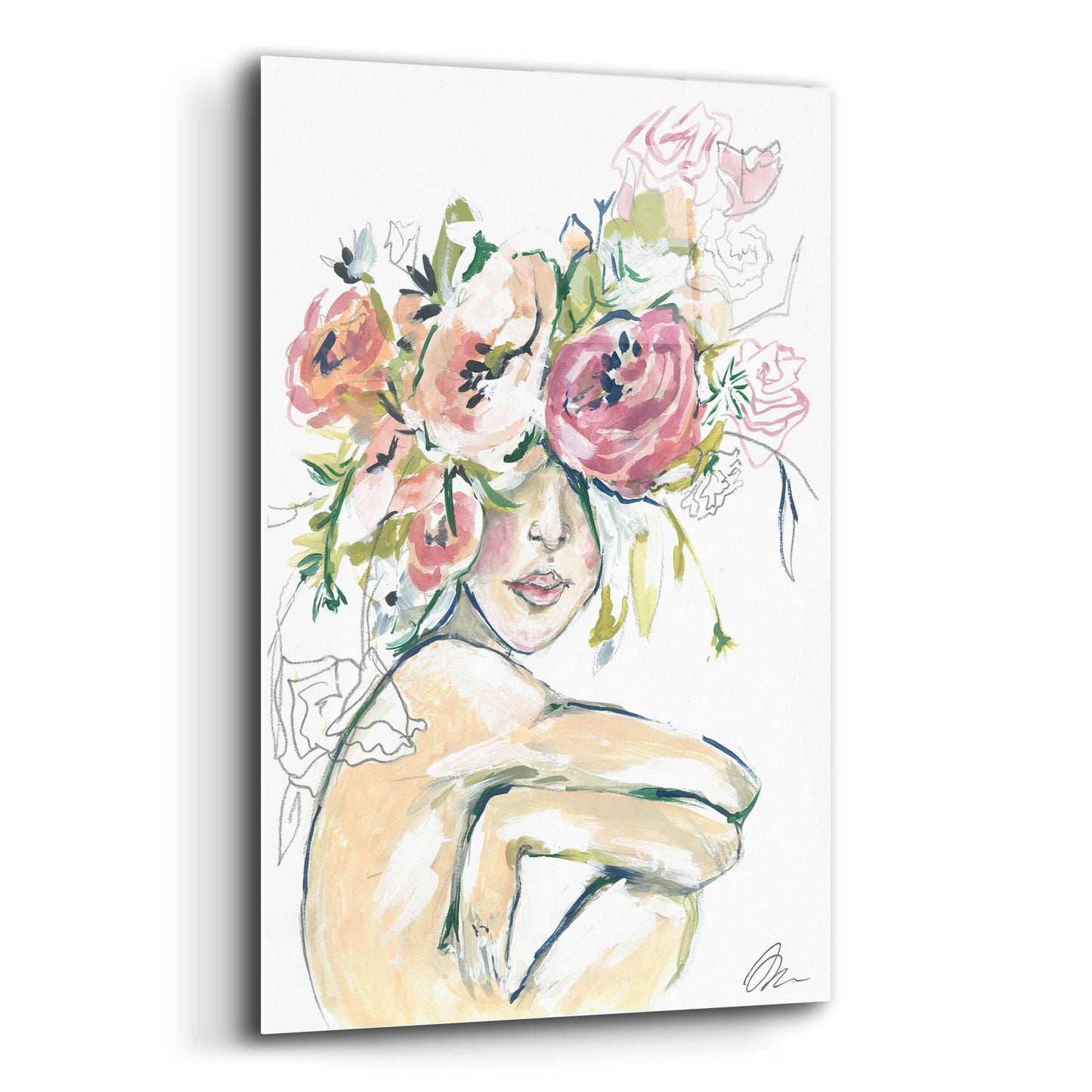 Epic Art 'Floral Woman' by Jessica Mingo, Acrylic Glass Wall Art,12x16