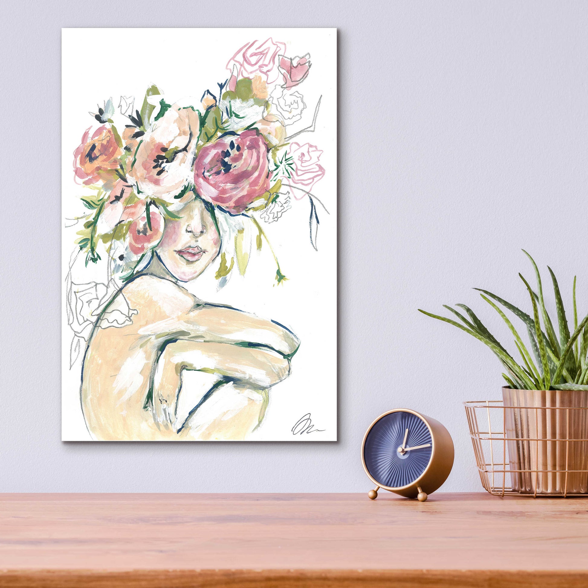 Epic Art 'Floral Woman' by Jessica Mingo, Acrylic Glass Wall Art,12x16