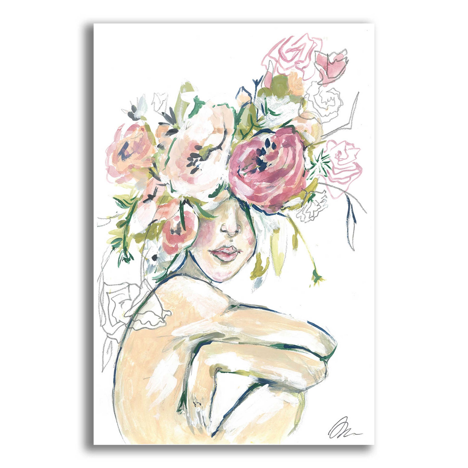 Epic Art 'Floral Woman' by Jessica Mingo, Acrylic Glass Wall Art,12x16