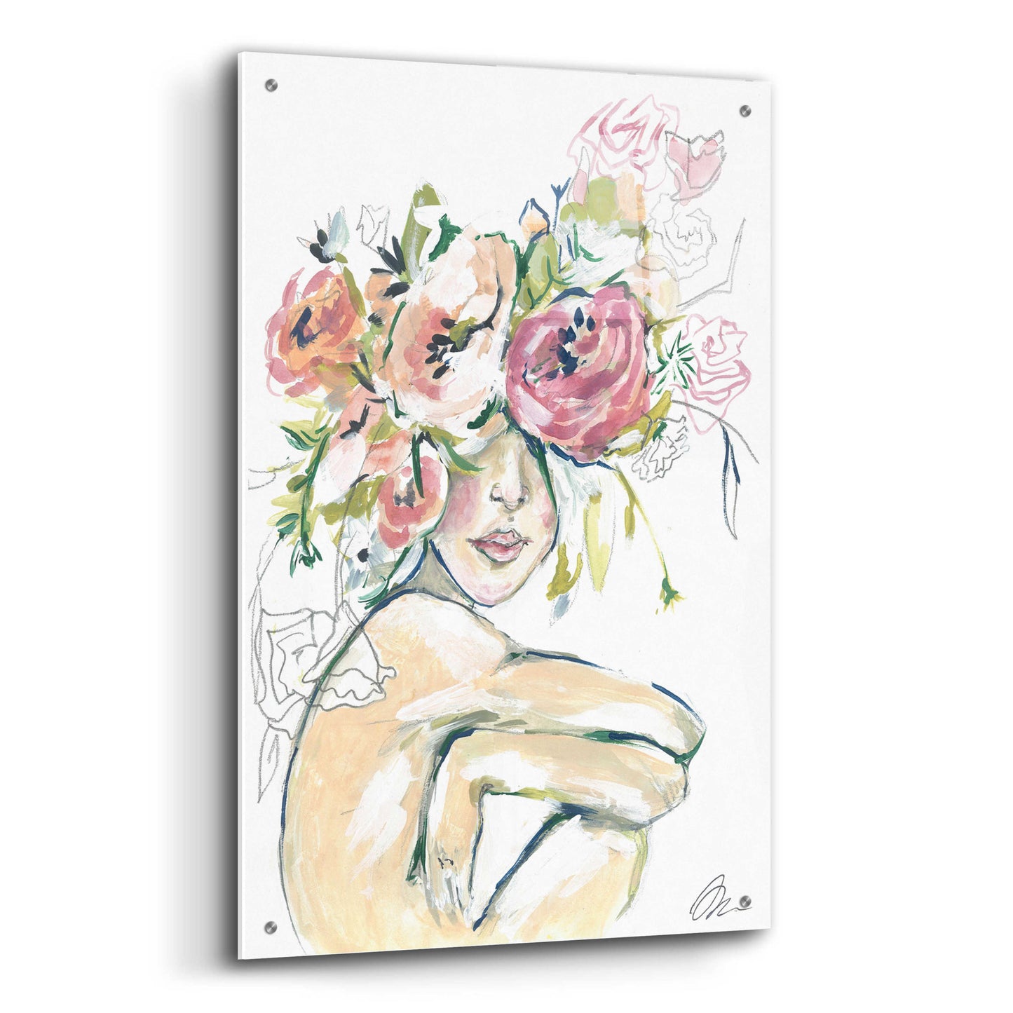 Epic Art 'Floral Woman' by Jessica Mingo, Acrylic Glass Wall Art,24x36